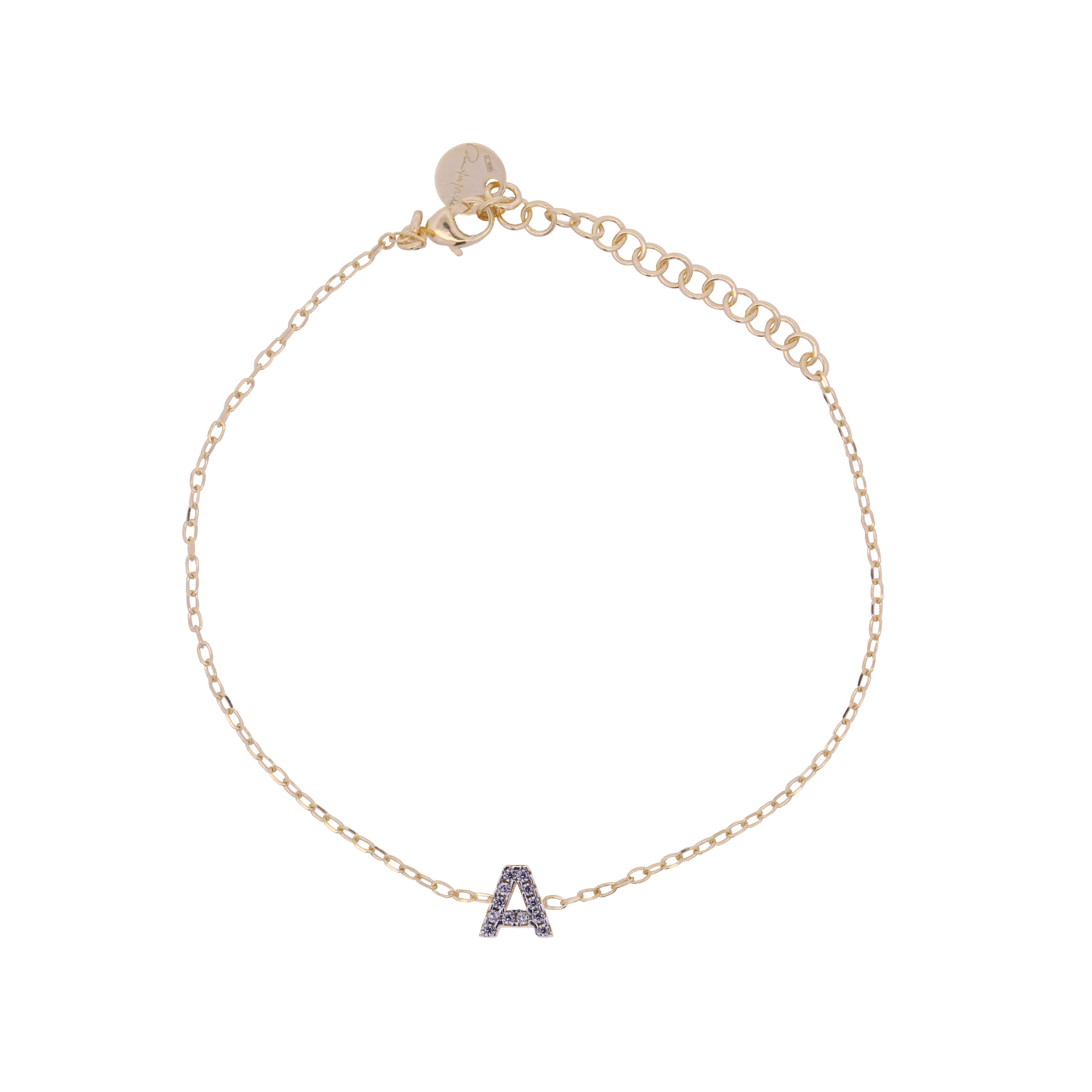 Bracelets - Chain bracelet with letter and white zircons - 3 | Rue des Mille