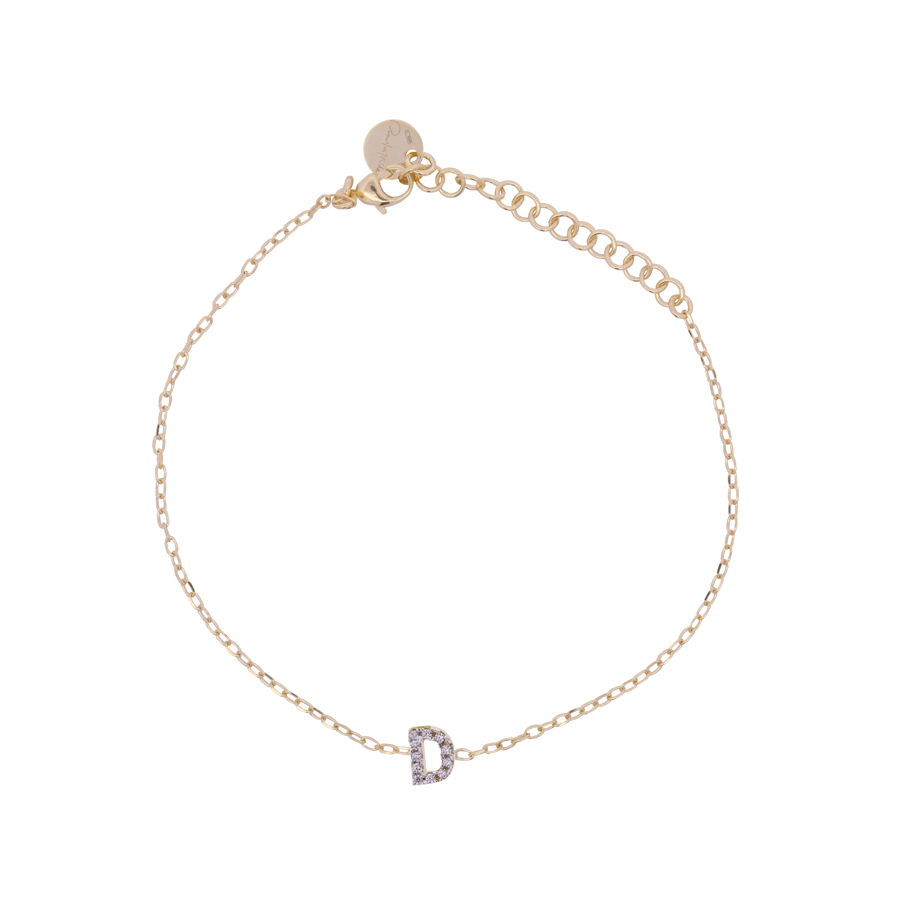 Bracelets - Chain bracelet with letter and white zircons - 9 | Rue des Mille