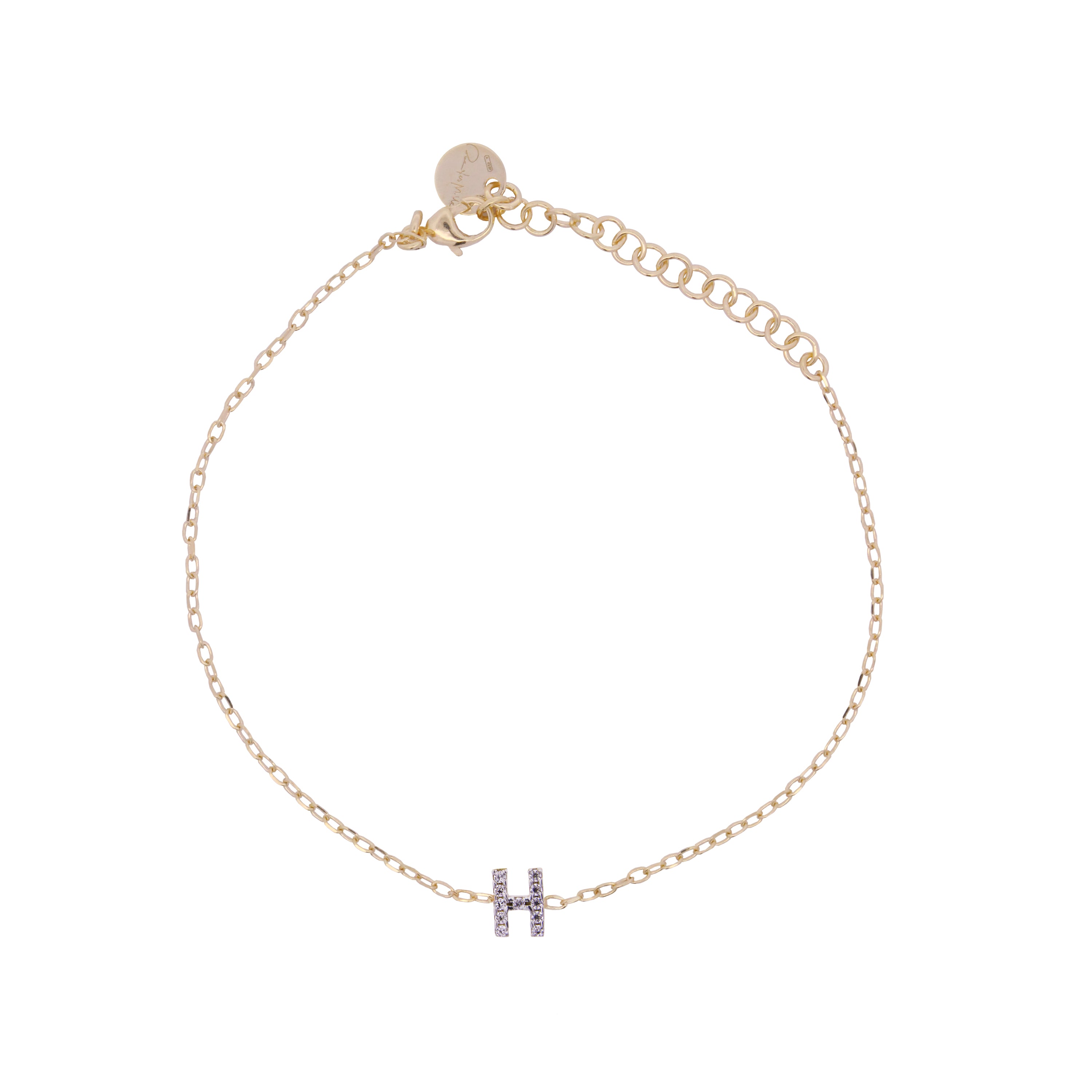 Bracelets - Chain bracelet with letter and white zircons - 17 | Rue des Mille