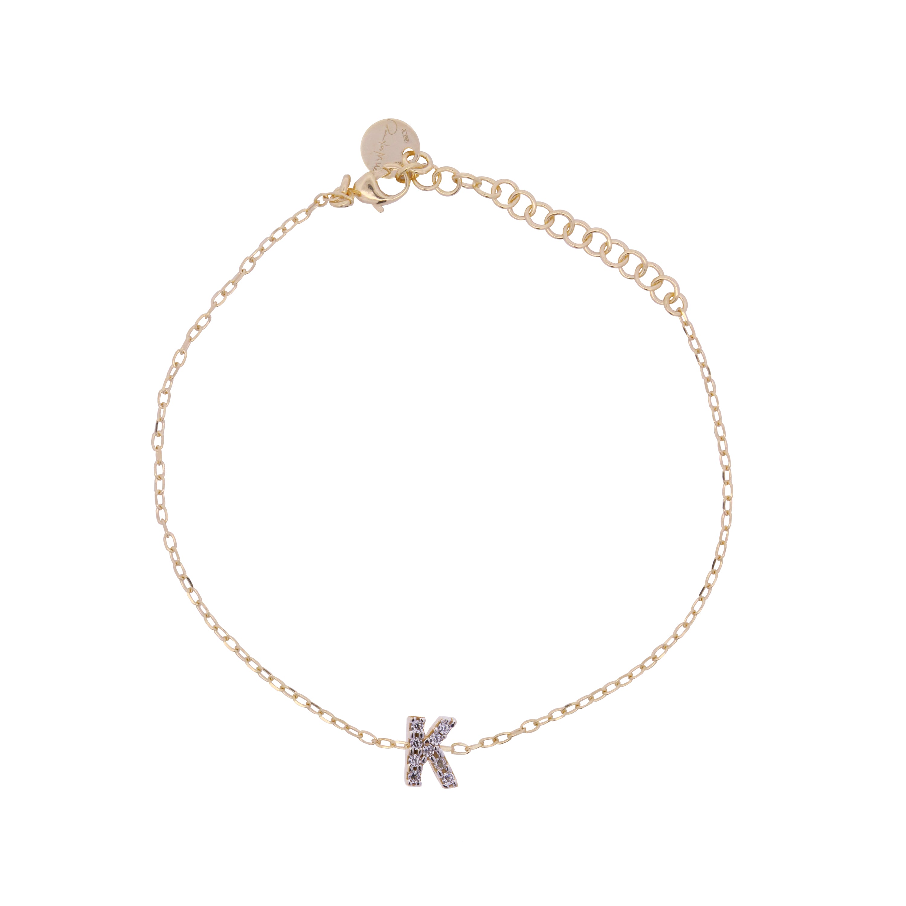 Bracelets - Chain bracelet with letter and white zircons - 21 | Rue des Mille