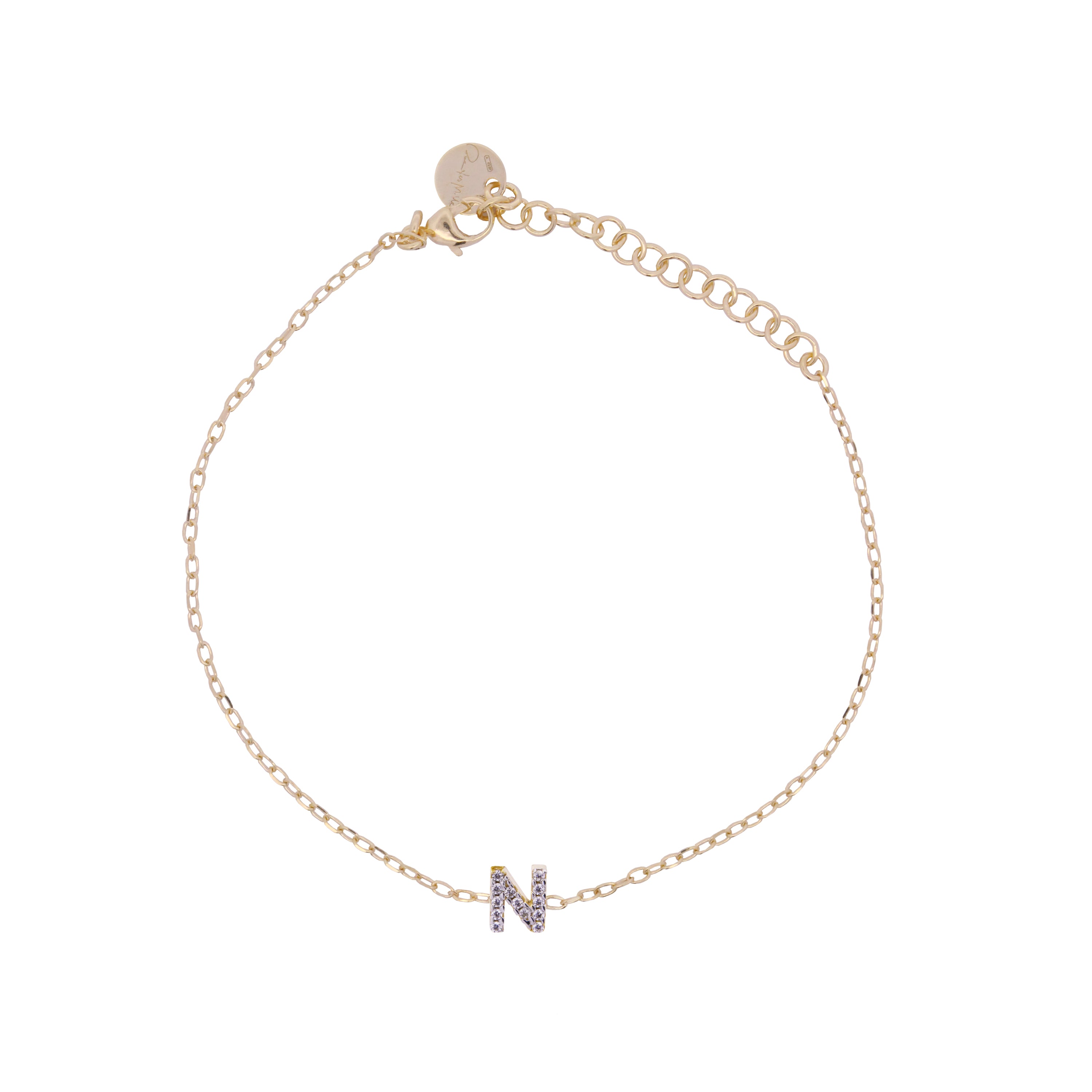 Bracelets - Chain bracelet with letter and white zircons - 27 | Rue des Mille