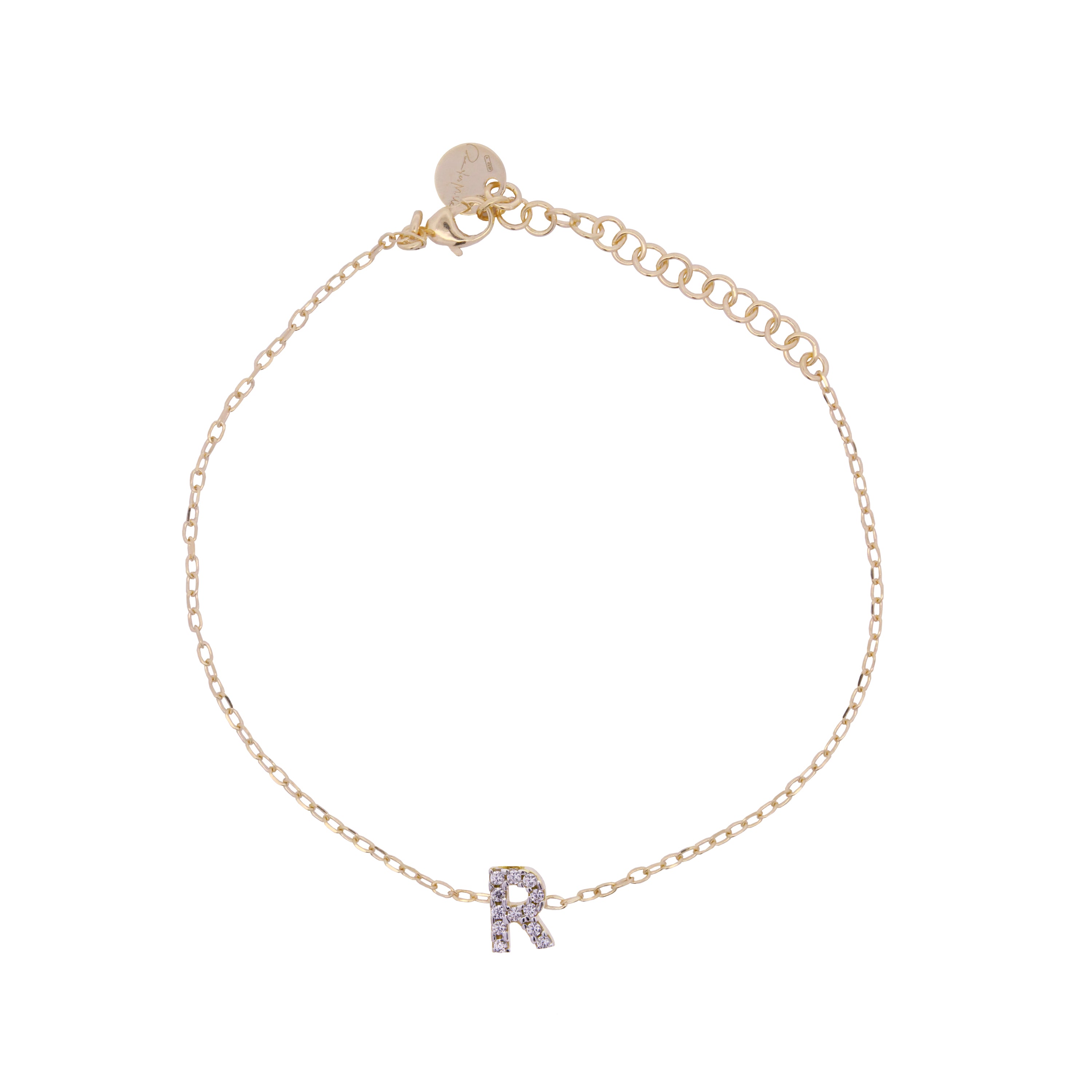 Bracelets - Chain bracelet with letter and white zircons - 33 | Rue des Mille