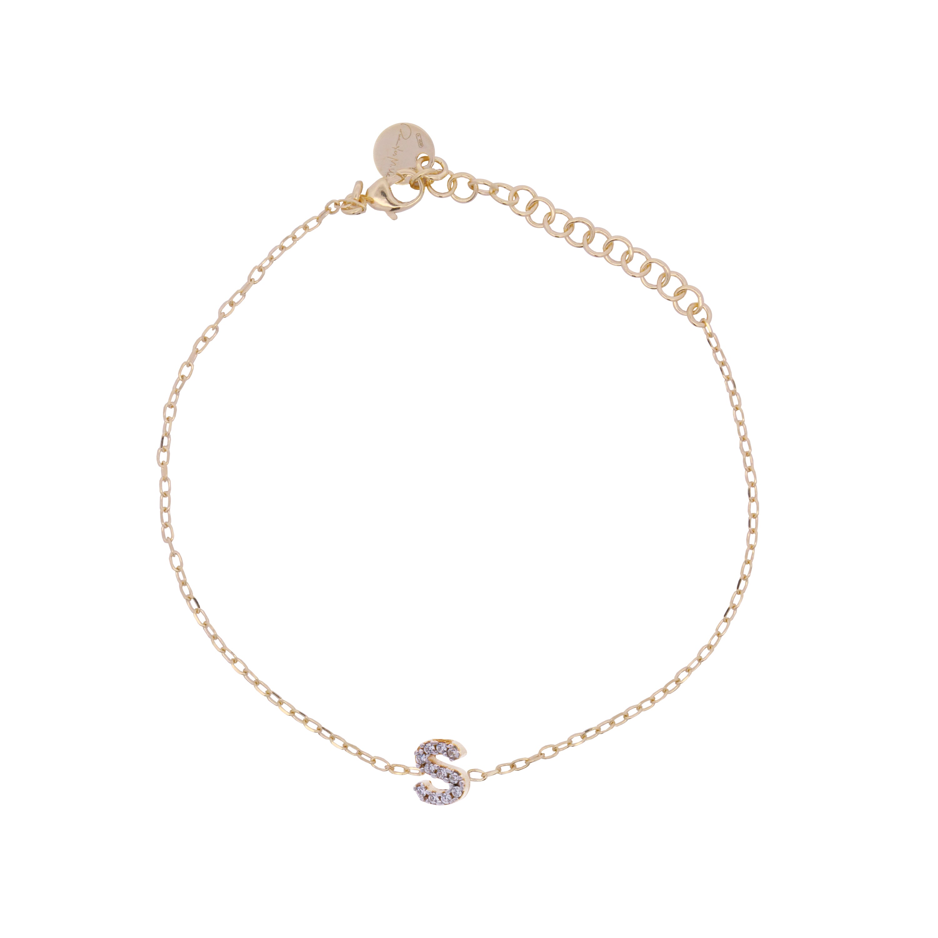Bracelets - Chain bracelet with letter and white zircons - 35 | Rue des Mille