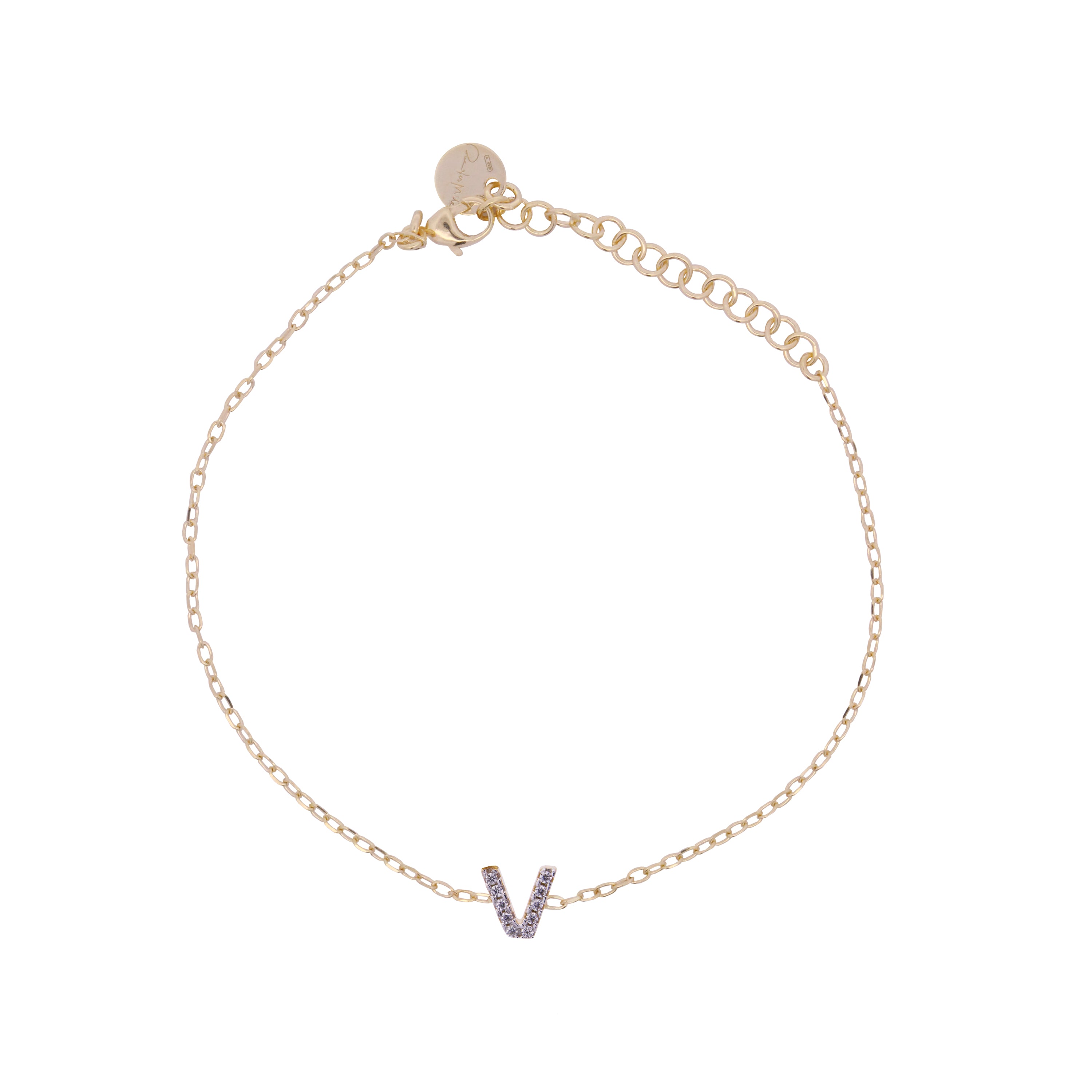 Bracelets - Chain bracelet with letter and white zircons - 39 | Rue des Mille