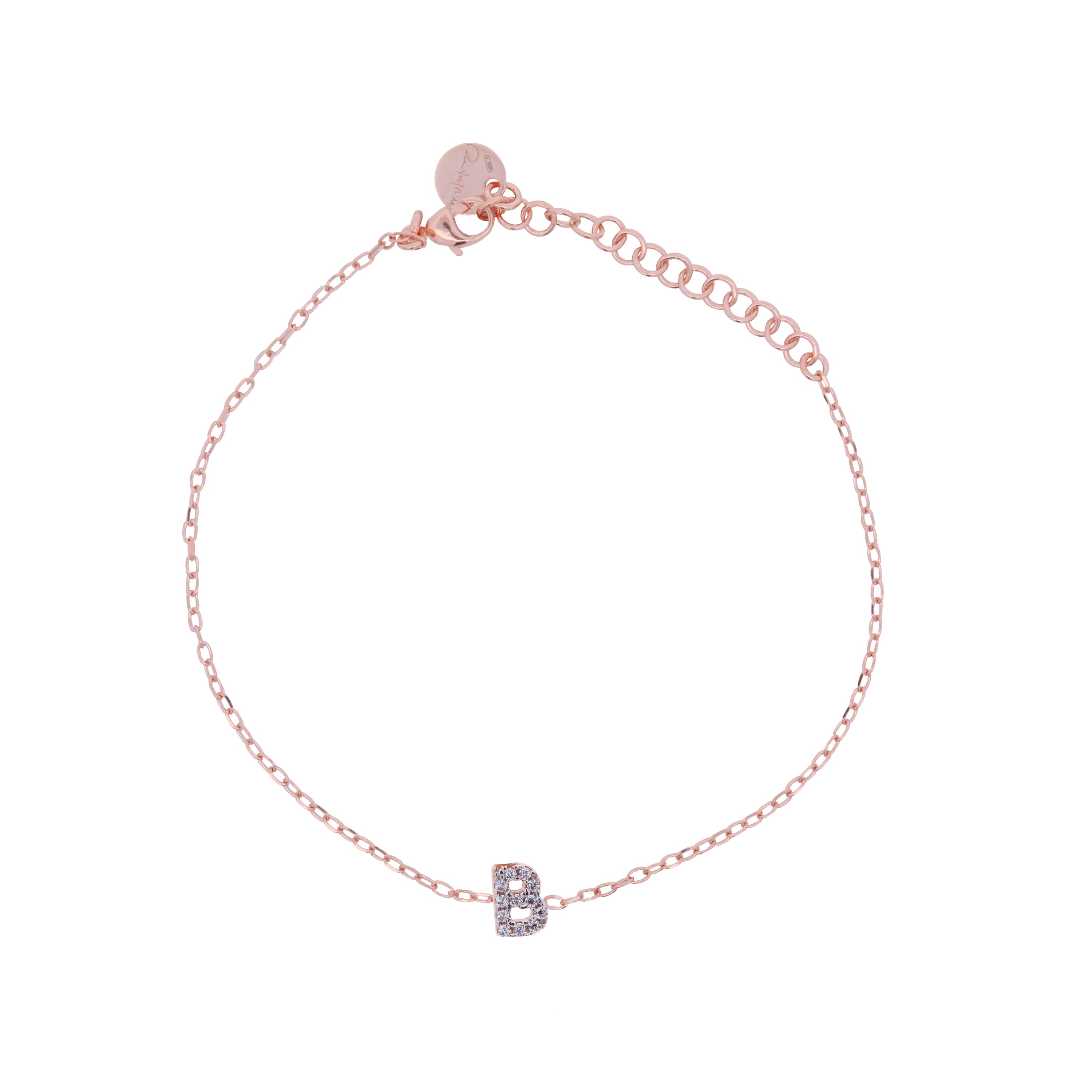 Bracelets - Chain bracelet with letter and white zircons - 4 | Rue des Mille