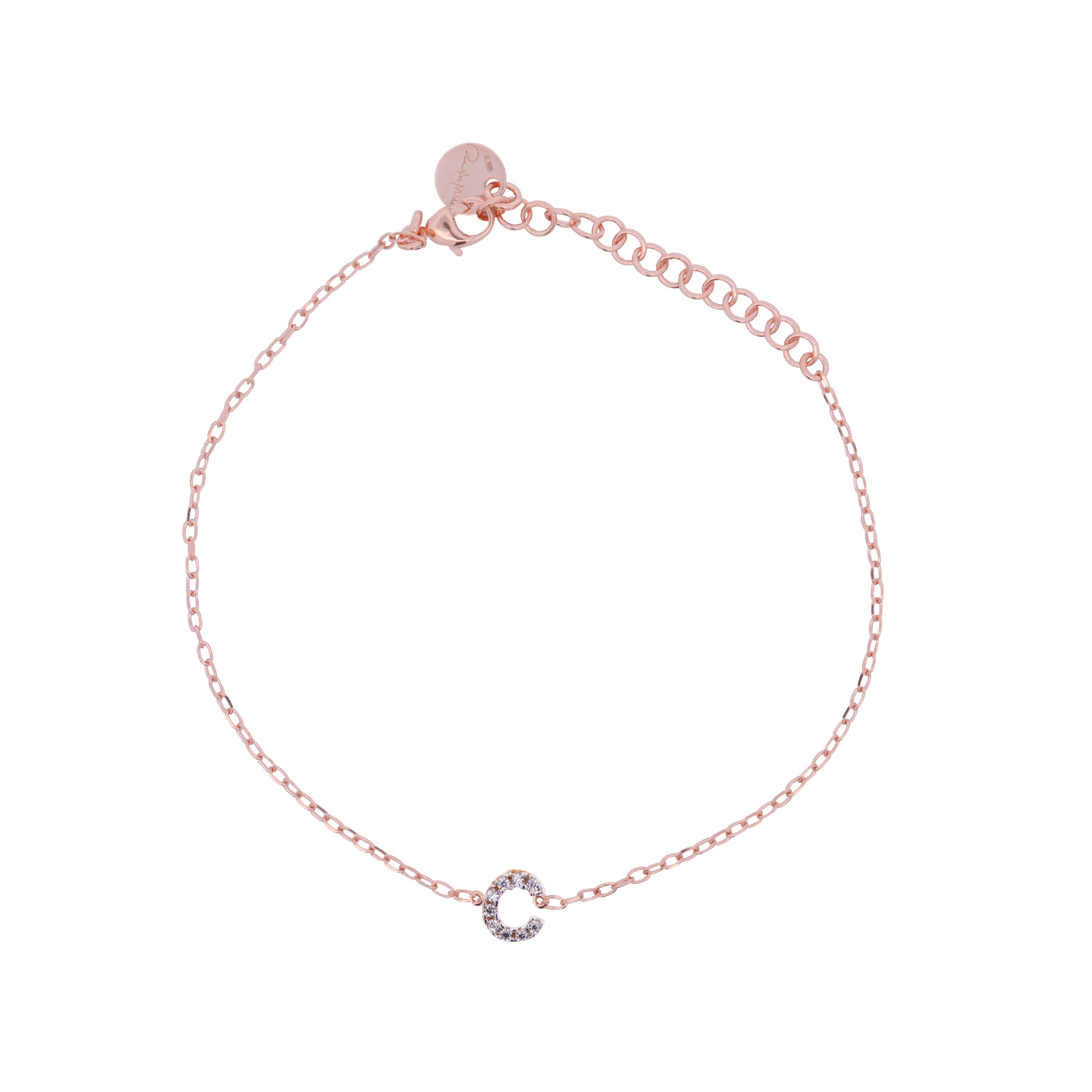 Bracciali - Braccialetto catena e lettera zirconi bianchi - 6 | Rue des Mille