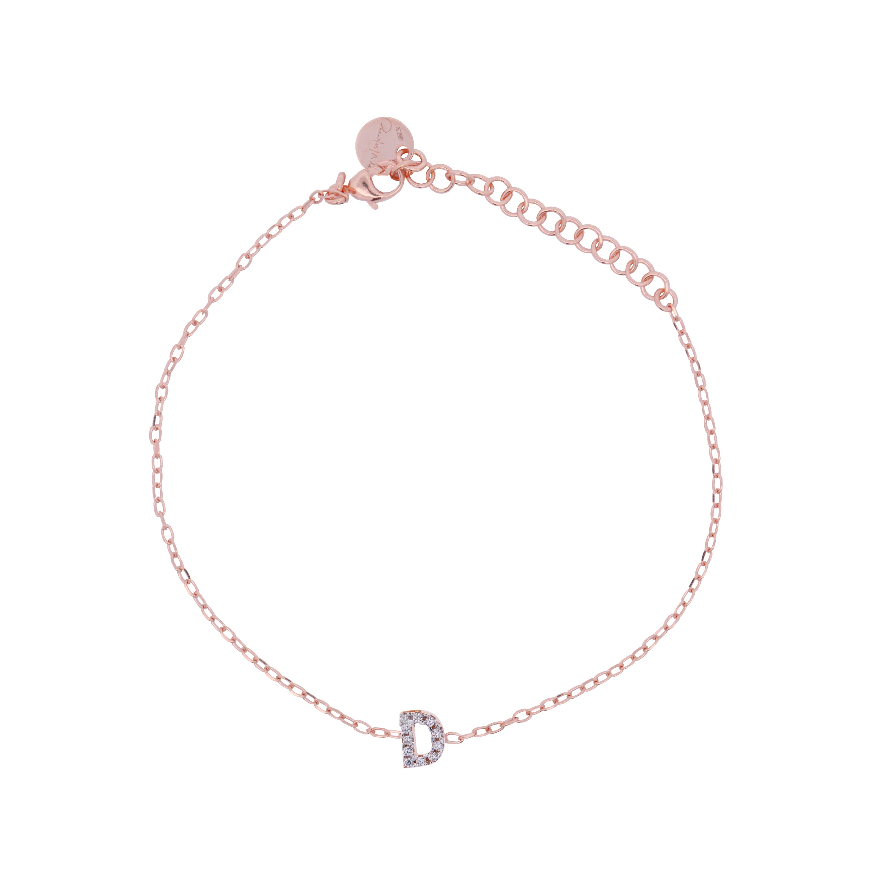 Bracelets - Chain bracelet with letter and white zircons - 8 | Rue des Mille