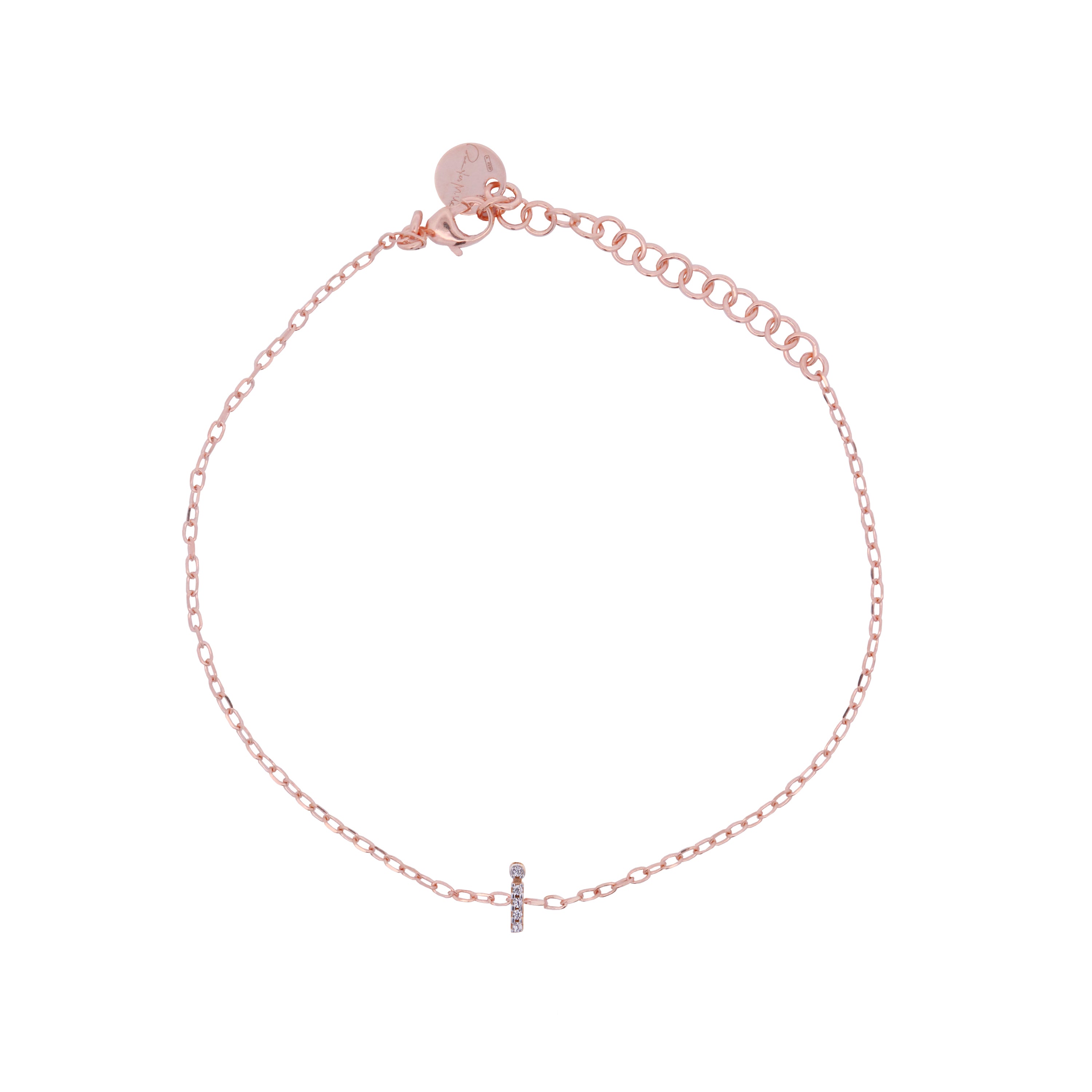 Bracelets - Chain bracelet with letter and white zircons - 18 | Rue des Mille