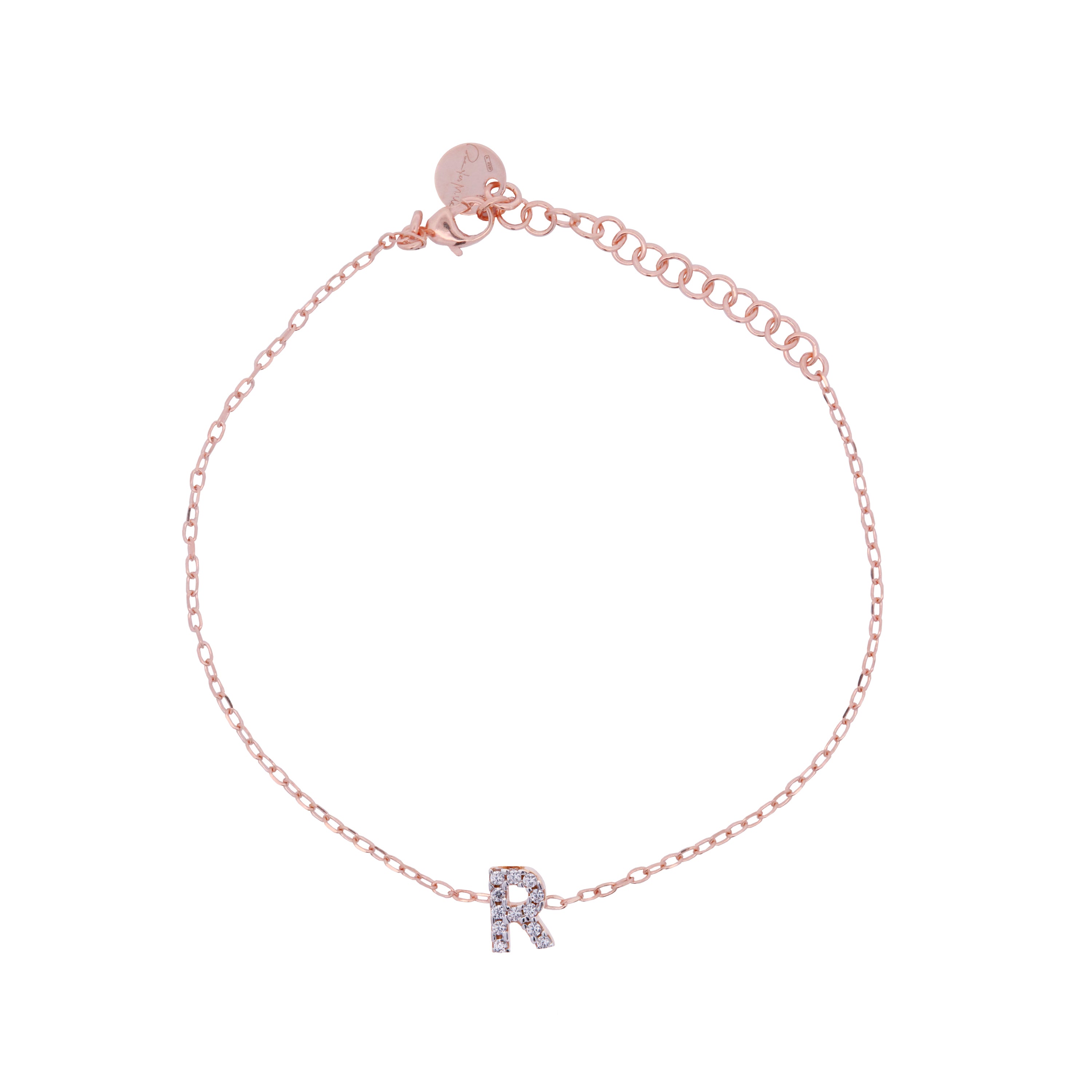 Bracelets - Chain bracelet with letter and white zircons - 32 | Rue des Mille