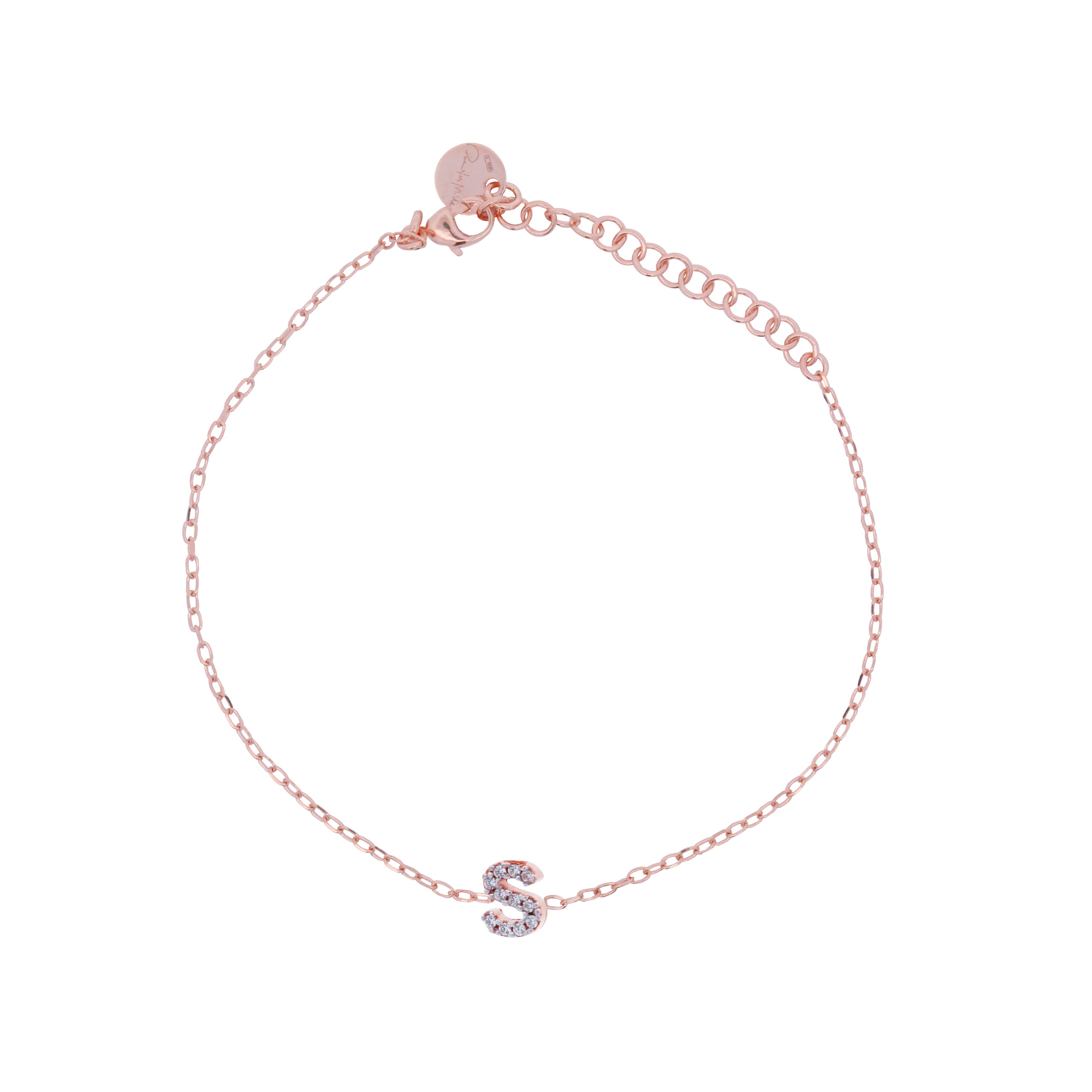 Bracelets - Chain bracelet with letter and white zircons - 34 | Rue des Mille