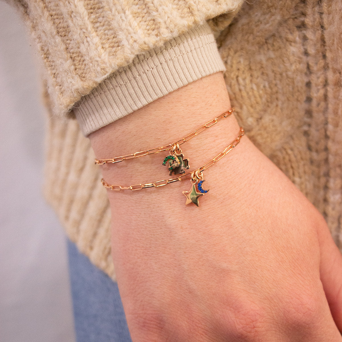 Bracciali - Bracciale Catenella Stella/Luna - 3 | Rue des Mille