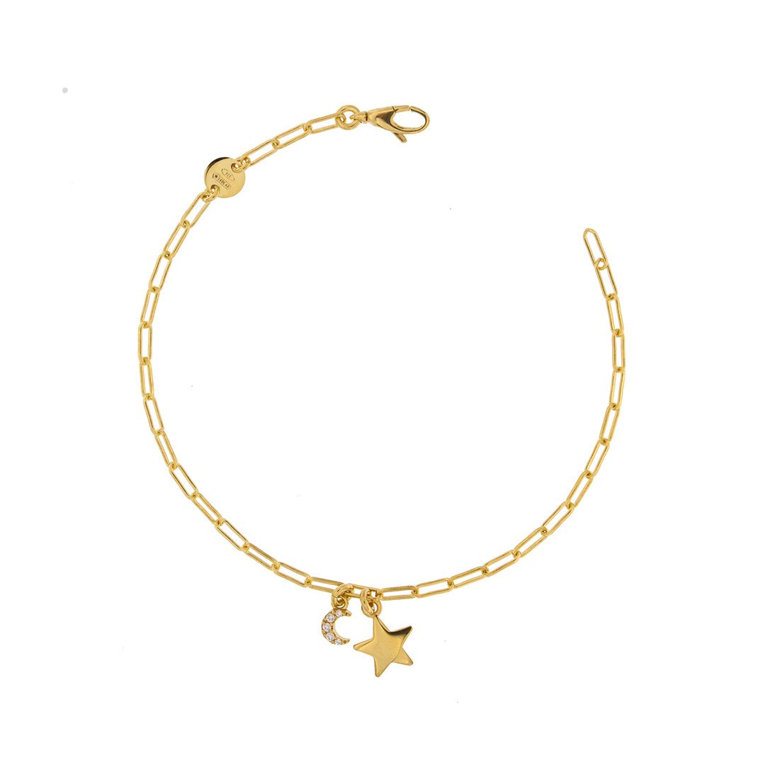 Bracelets - Chian Bracelet Star/Moon - 2 | Rue des Mille
