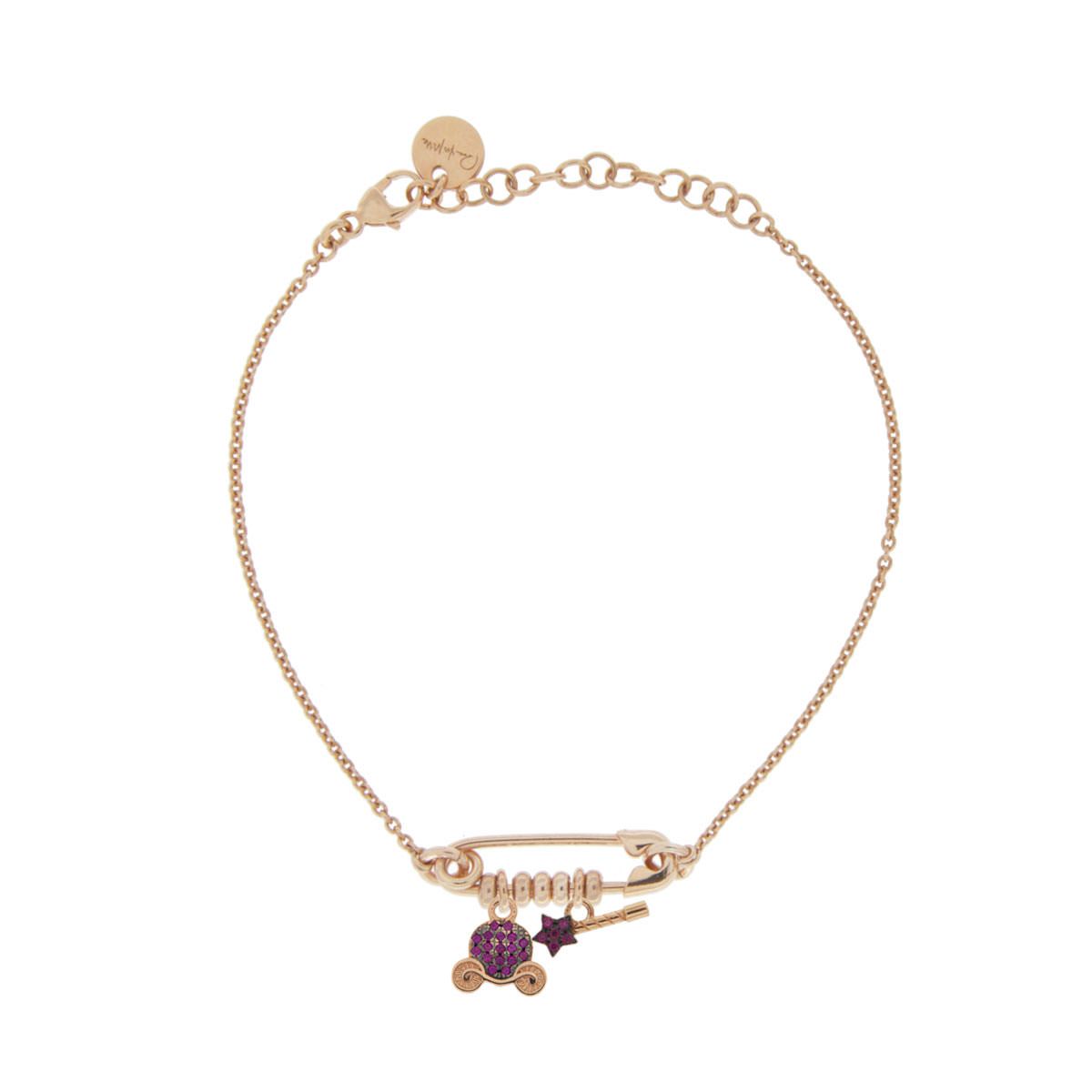 Pulseras - Pulsera Broche con Doble Colgante Carruaje / Varita - 1 | Rue des Mille