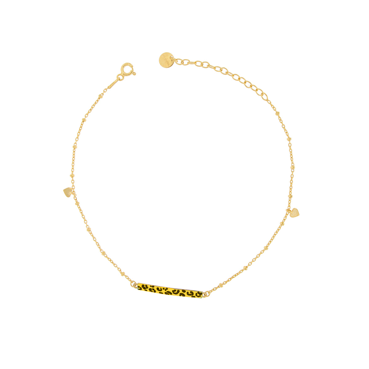 Anklets - Anklet with Central Bar and Hearts - Leopard Print - 1 | Rue des Mille