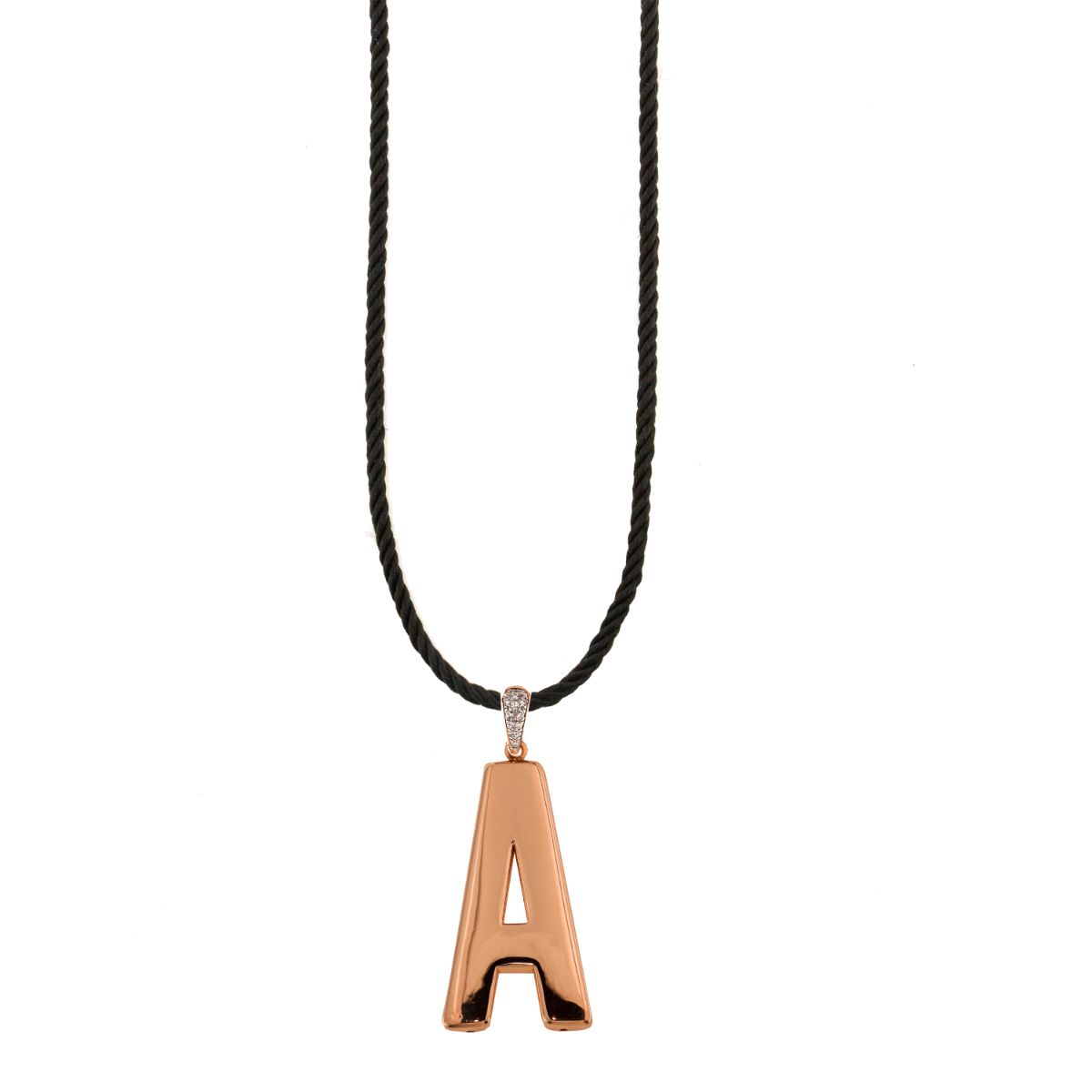 TORCHON CORD NECKLACE ELECTROFORMED LETTER - GO BIG