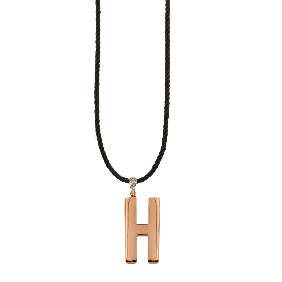 Necklaces - TORCHON CORD NECKLACE ELECTROFORMED LETTER - GO BIG - 17 | Rue des Mille