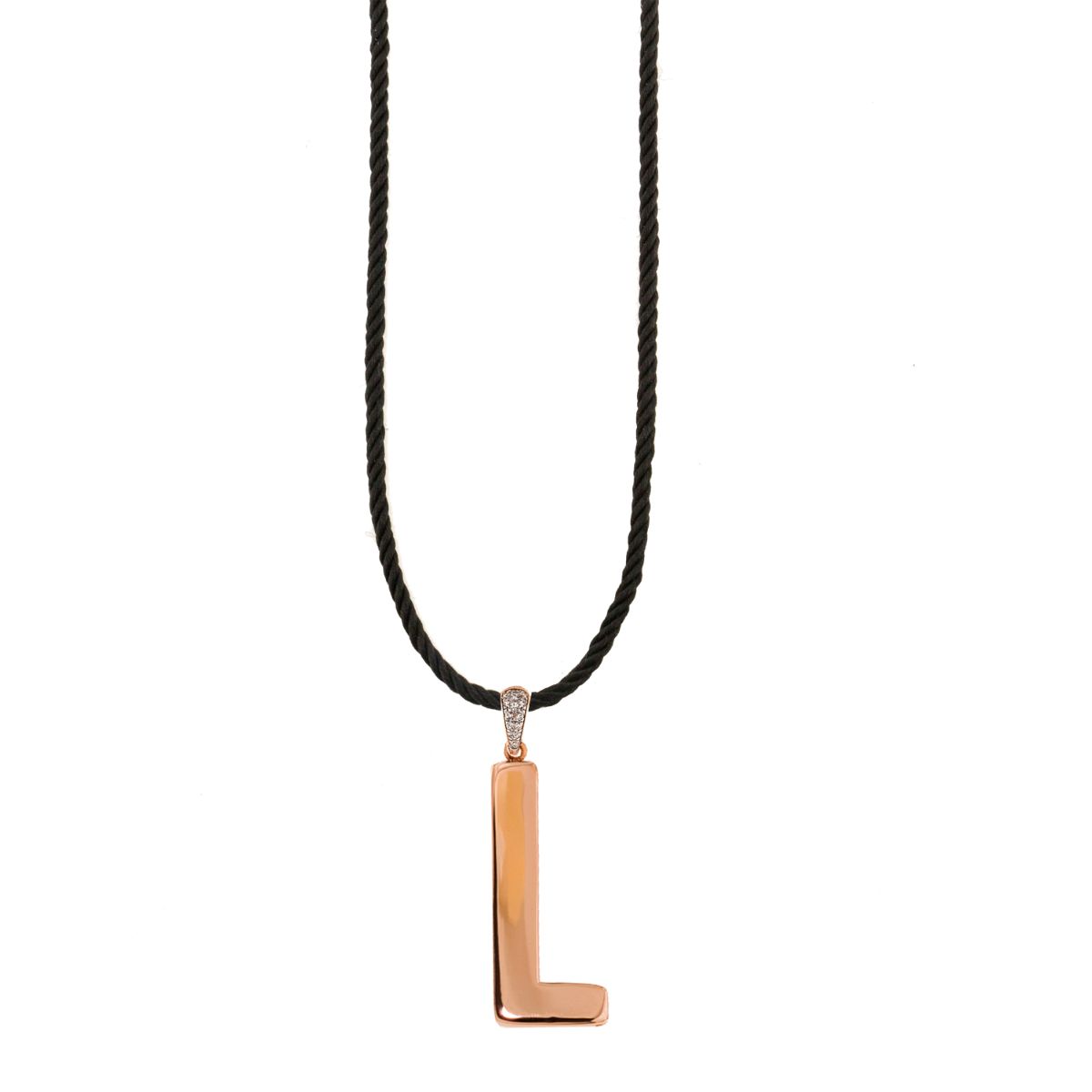Necklaces - TORCHON CORD NECKLACE ELECTROFORMED LETTER - GO BIG - 25 | Rue des Mille