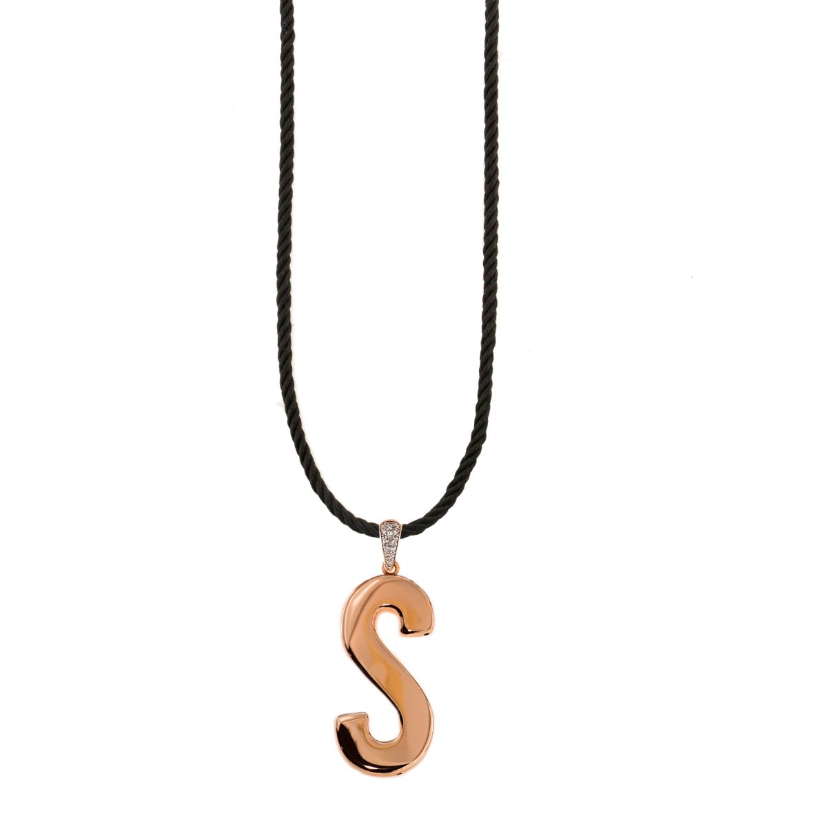 Necklaces - TORCHON CORD NECKLACE ELECTROFORMED LETTER - GO BIG - 39 | Rue des Mille