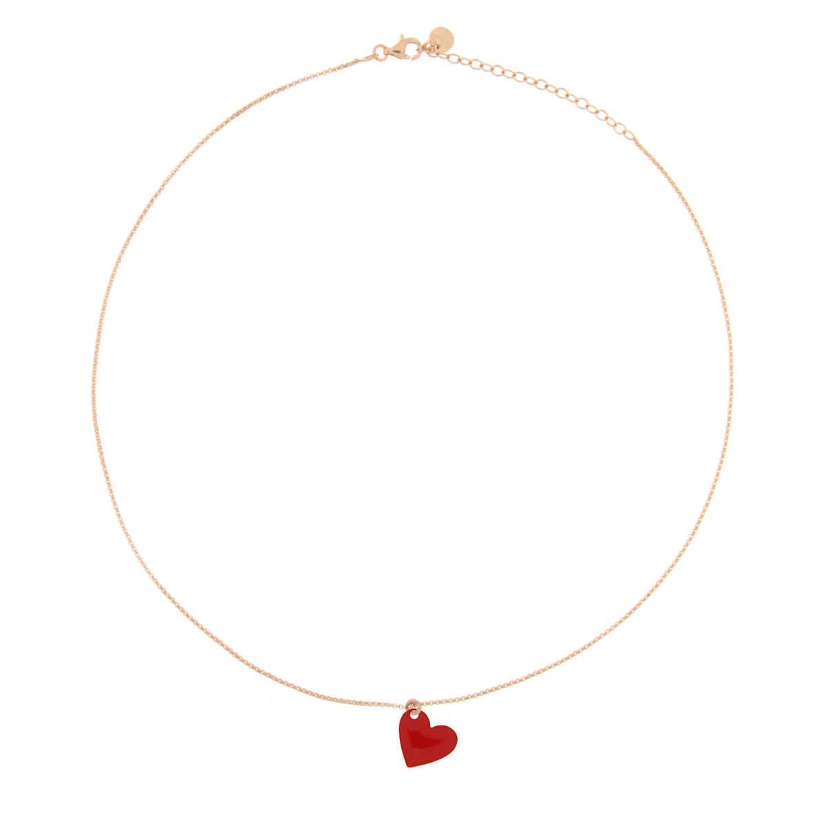 Chokers - Choker with Enamelled Heart Pendant - 1 | Rue des Mille