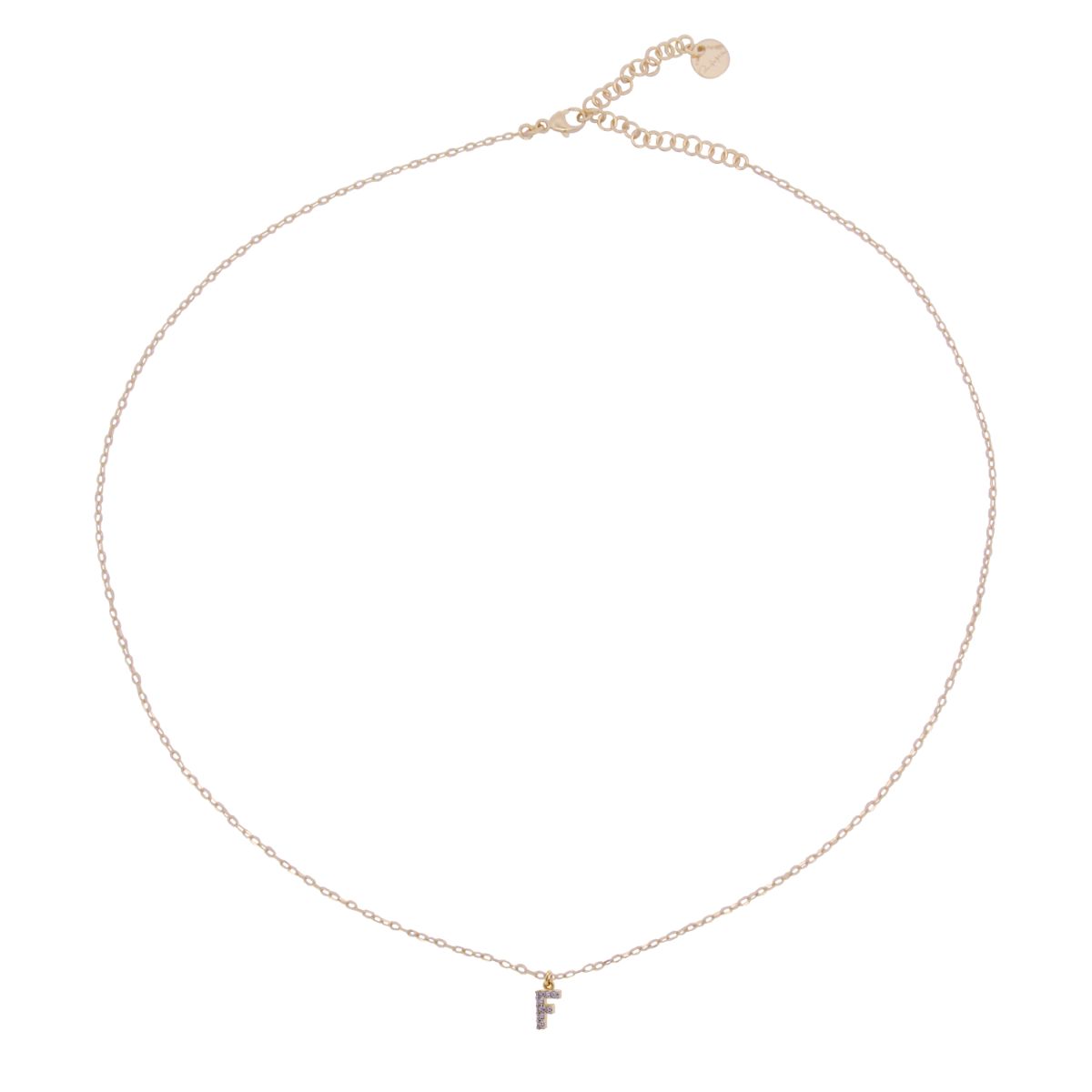 Chokers - Chain choker with letter and white zircons - 14 | Rue des Mille