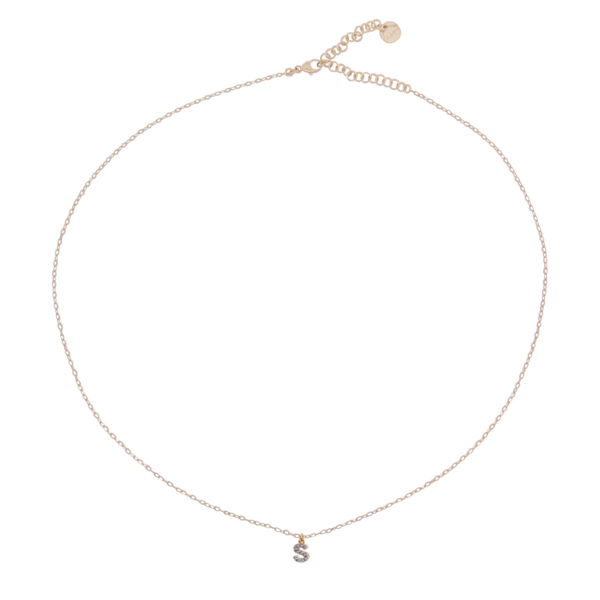 Chokers - Chain choker with letter and white zircons - 38 | Rue des Mille