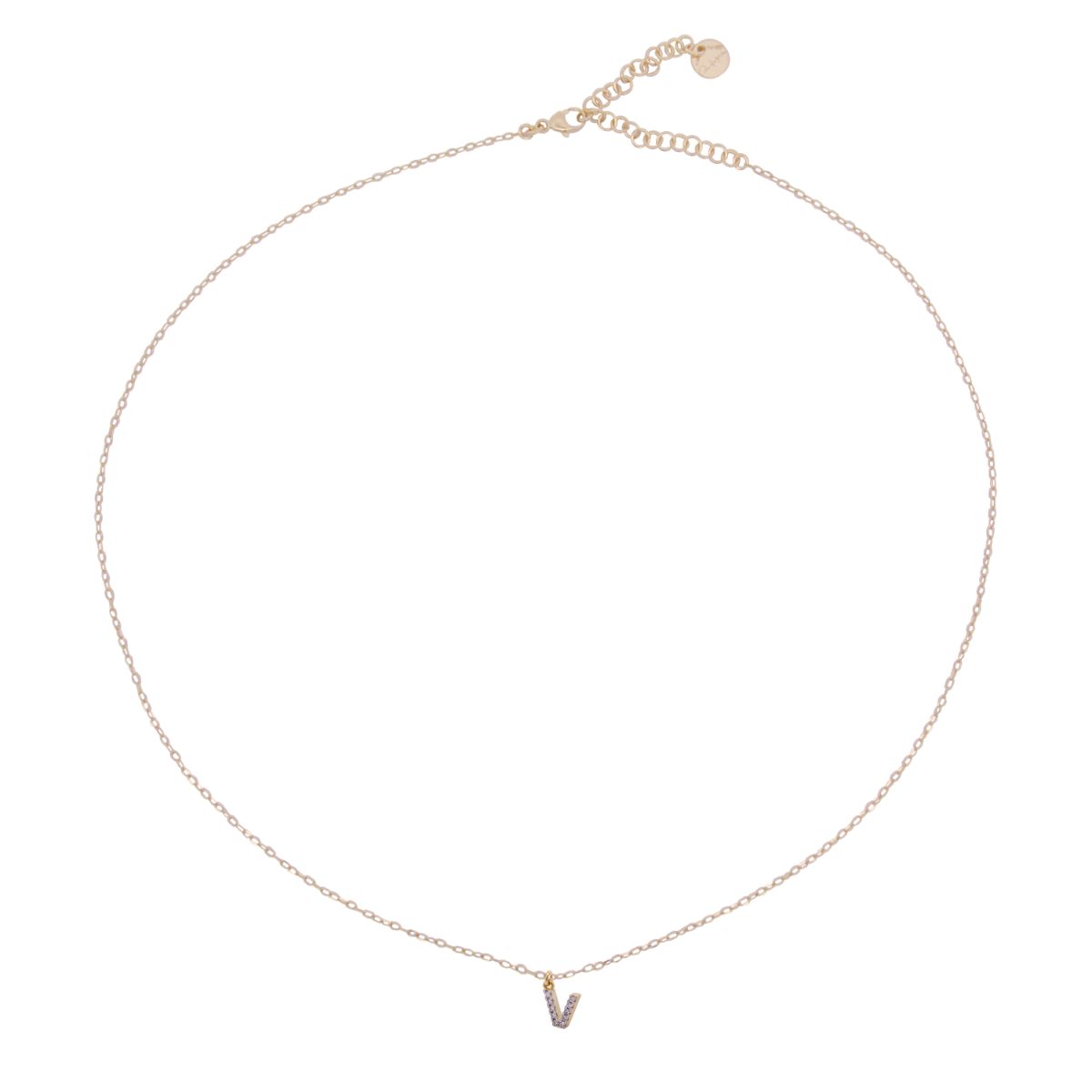 Chokers - Chain choker with letter and white zircons - 42 | Rue des Mille