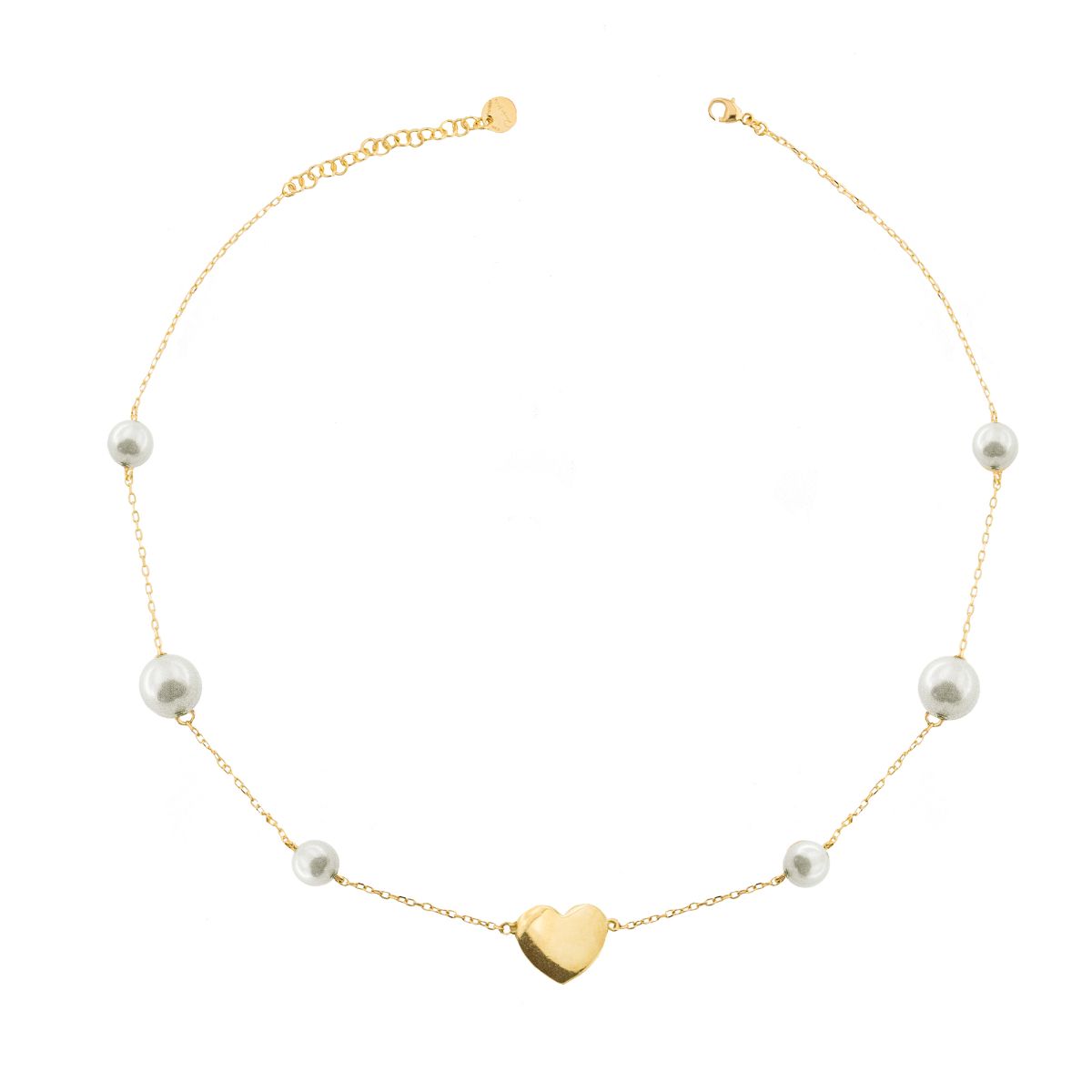 Alternate pearls and heart choker - STARBAL