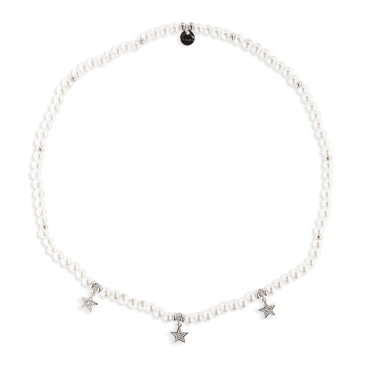 ELASTIC NECKLACE WITH PEARLS AND THREE STARS - GALACTICA ICE