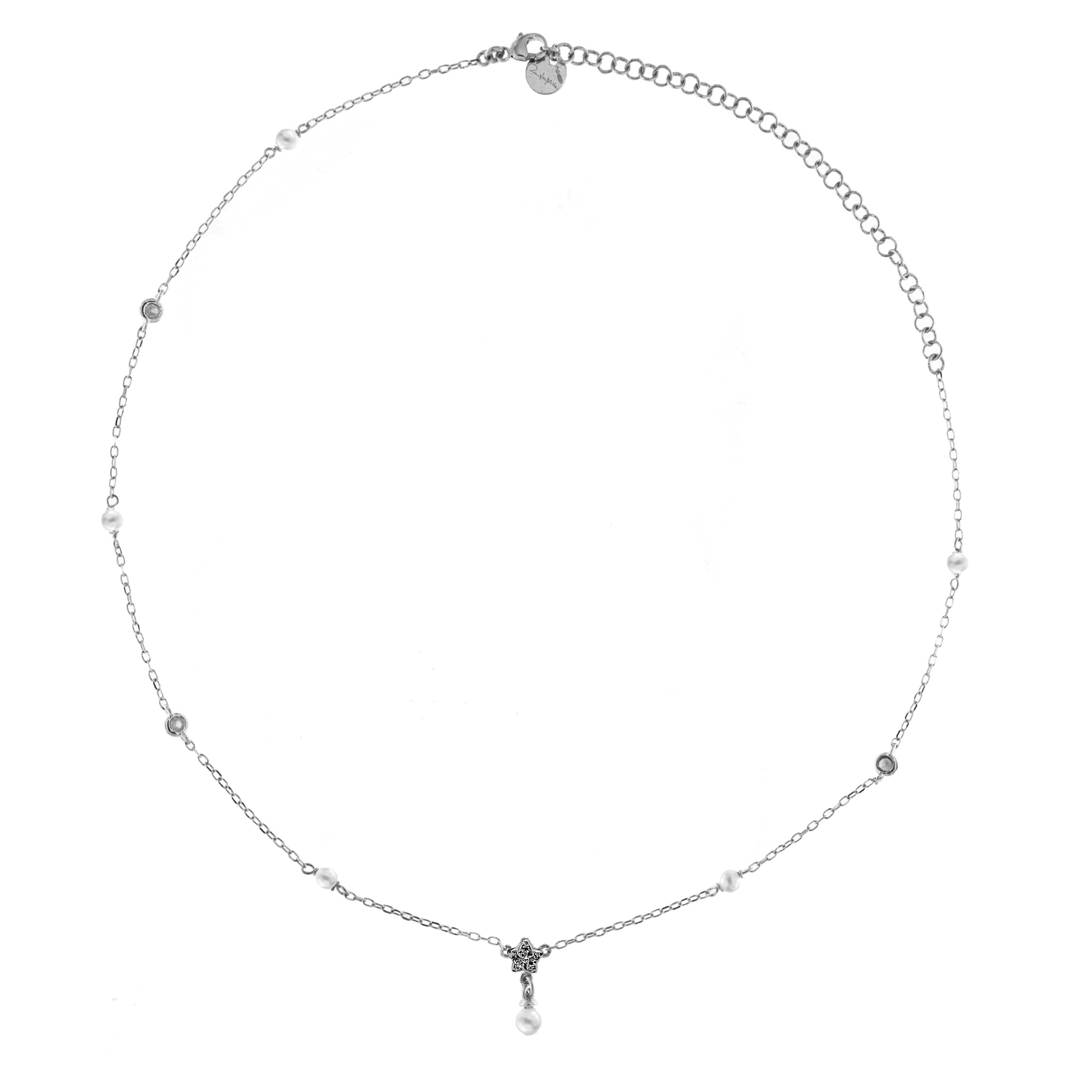 NECKLACE PEARL STAR PENDANT WITH ALTERNATED CHAIN - GALACTICA ICE