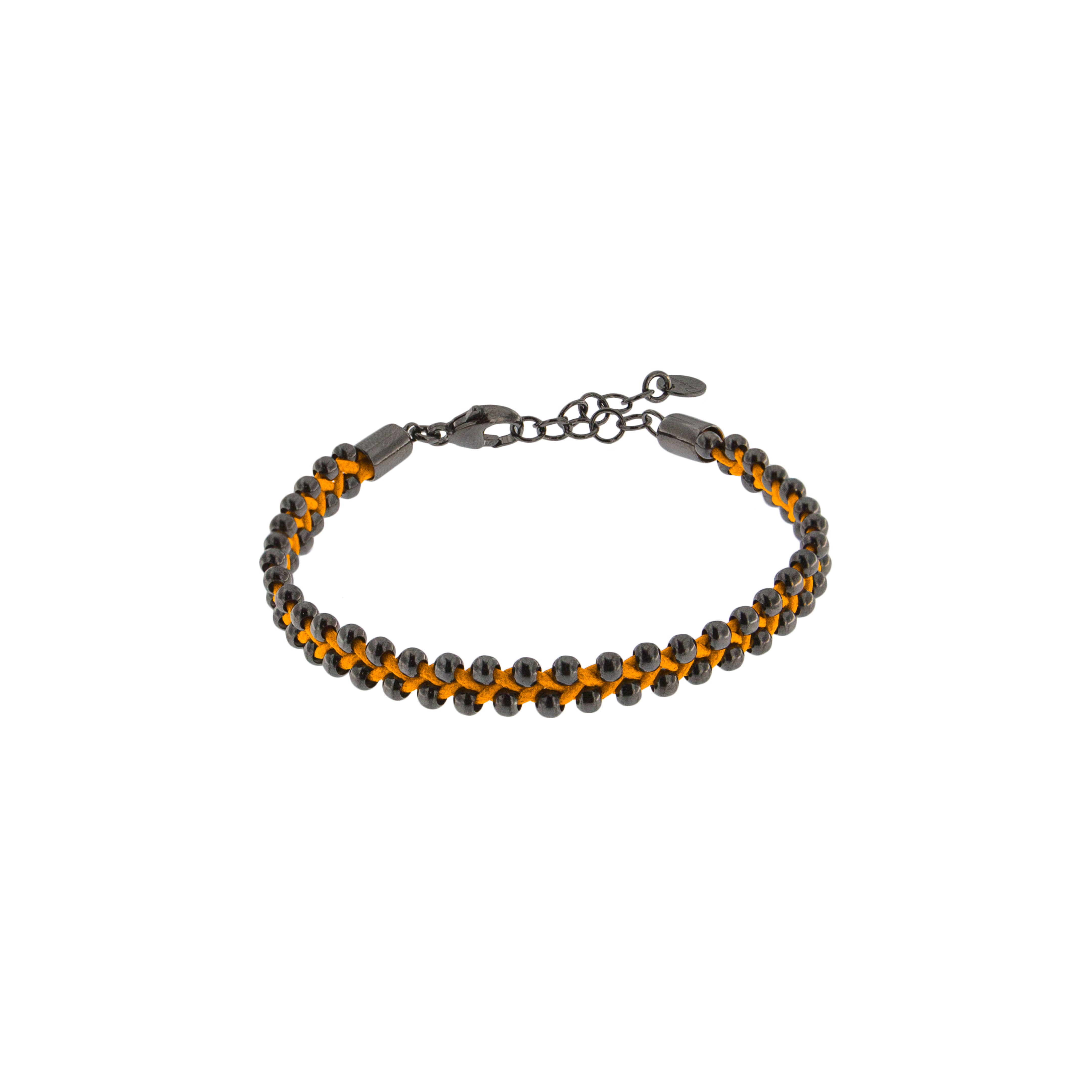 Bracelets - Burnished Curb Chain Bracelet With Colored Cotton - 3 | Rue des Mille