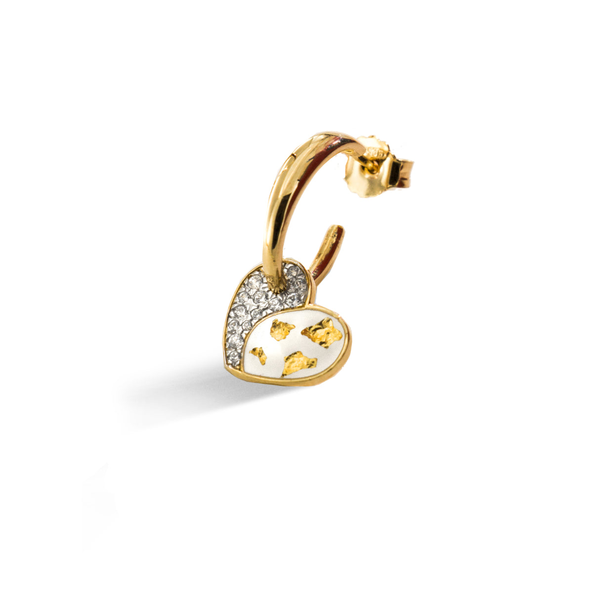 Earrings - Single circle earring -  Enamel and Gold Leaves - 1 | Rue des Mille