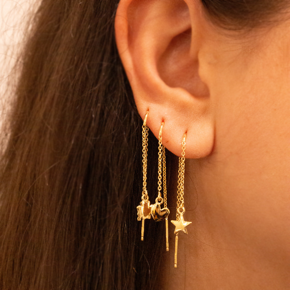 Earrings - Earring chain rounded subject - star - 5 | Rue des Mille