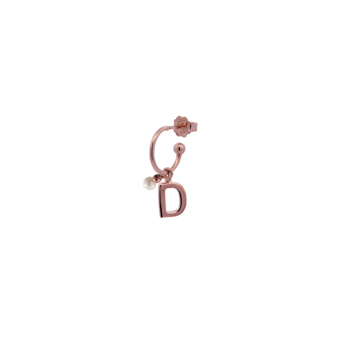 Earrings - SINGLE EARRING CIRCLE LETTER AND MICRO PEARL - 5 | Rue des Mille