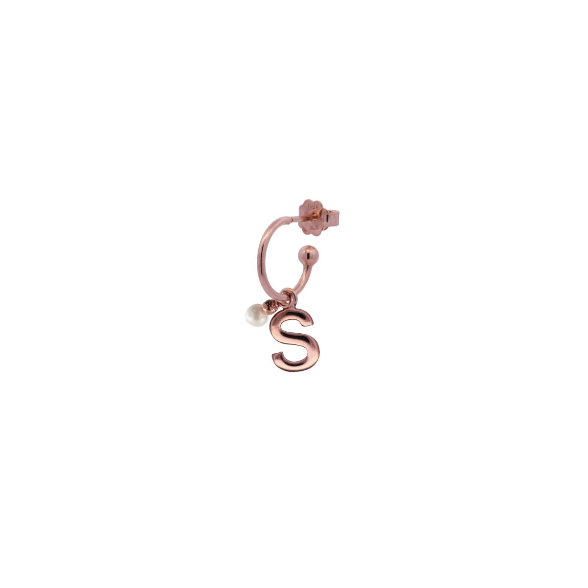 Earrings - SINGLE EARRING CIRCLE LETTER AND MICRO PEARL - 15 | Rue des Mille