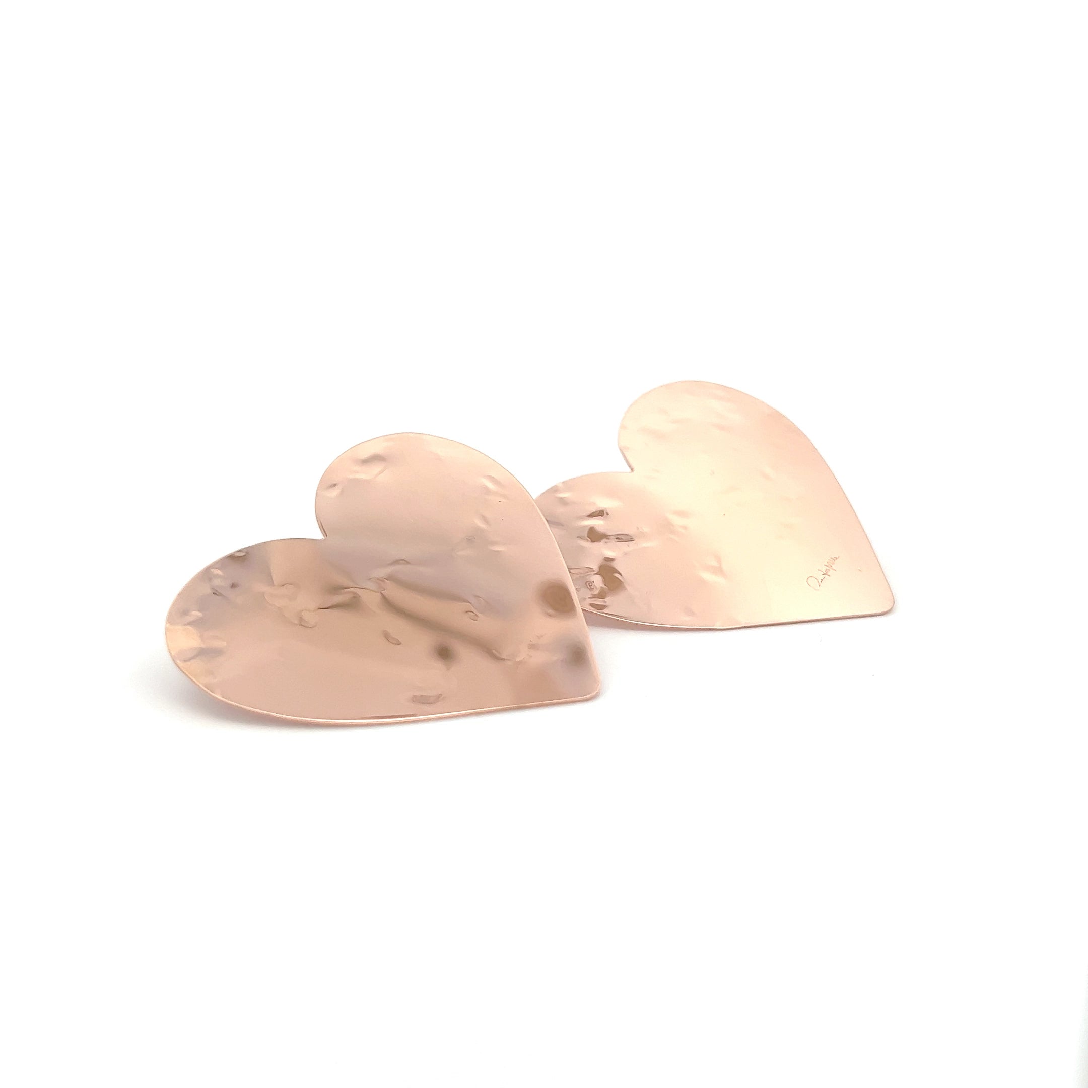 Earrings - Large hammered stud earrings - Heart - 2 | Rue des Mille