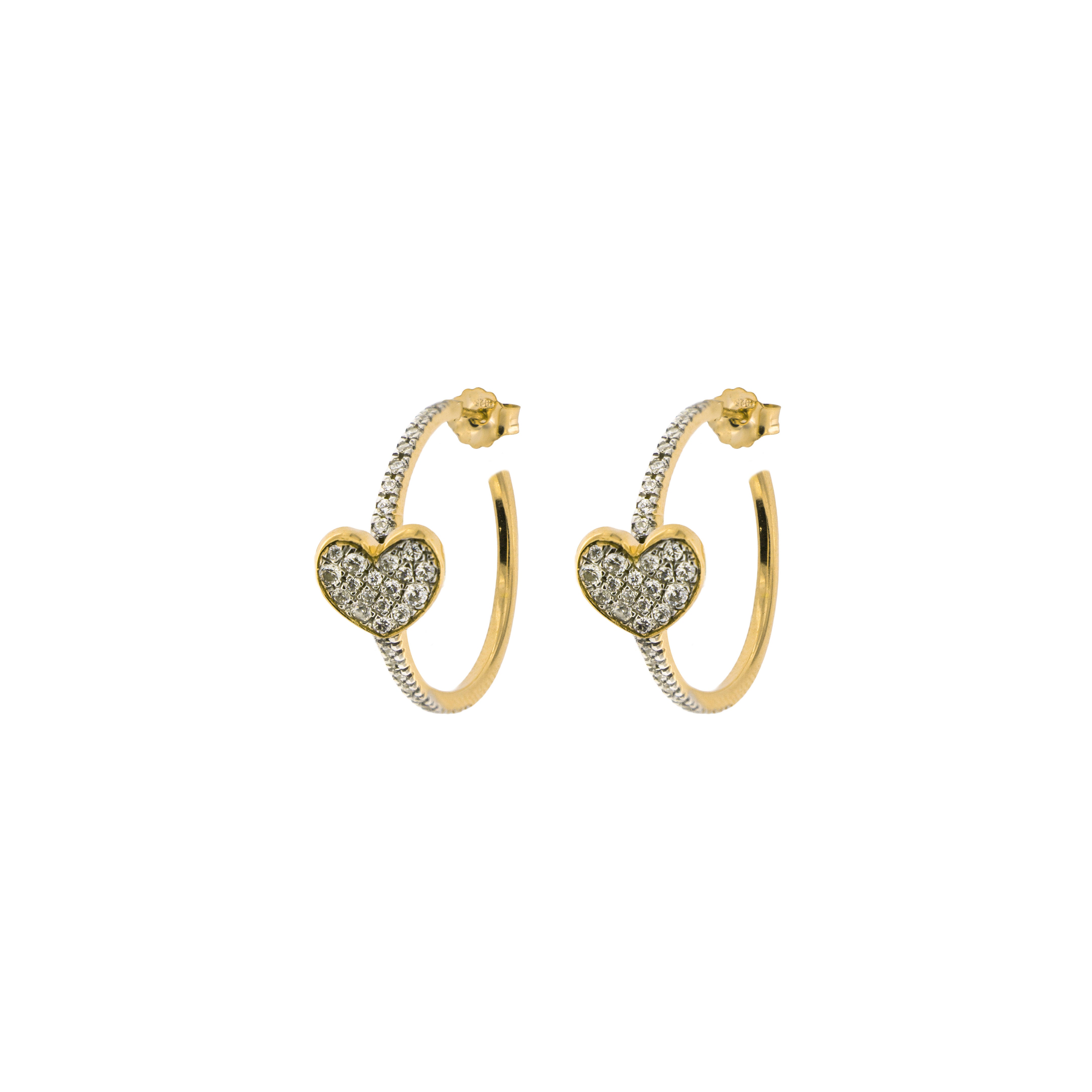 Earrings - Zircon Circle Earrings - Heart - 2 | Rue des Mille