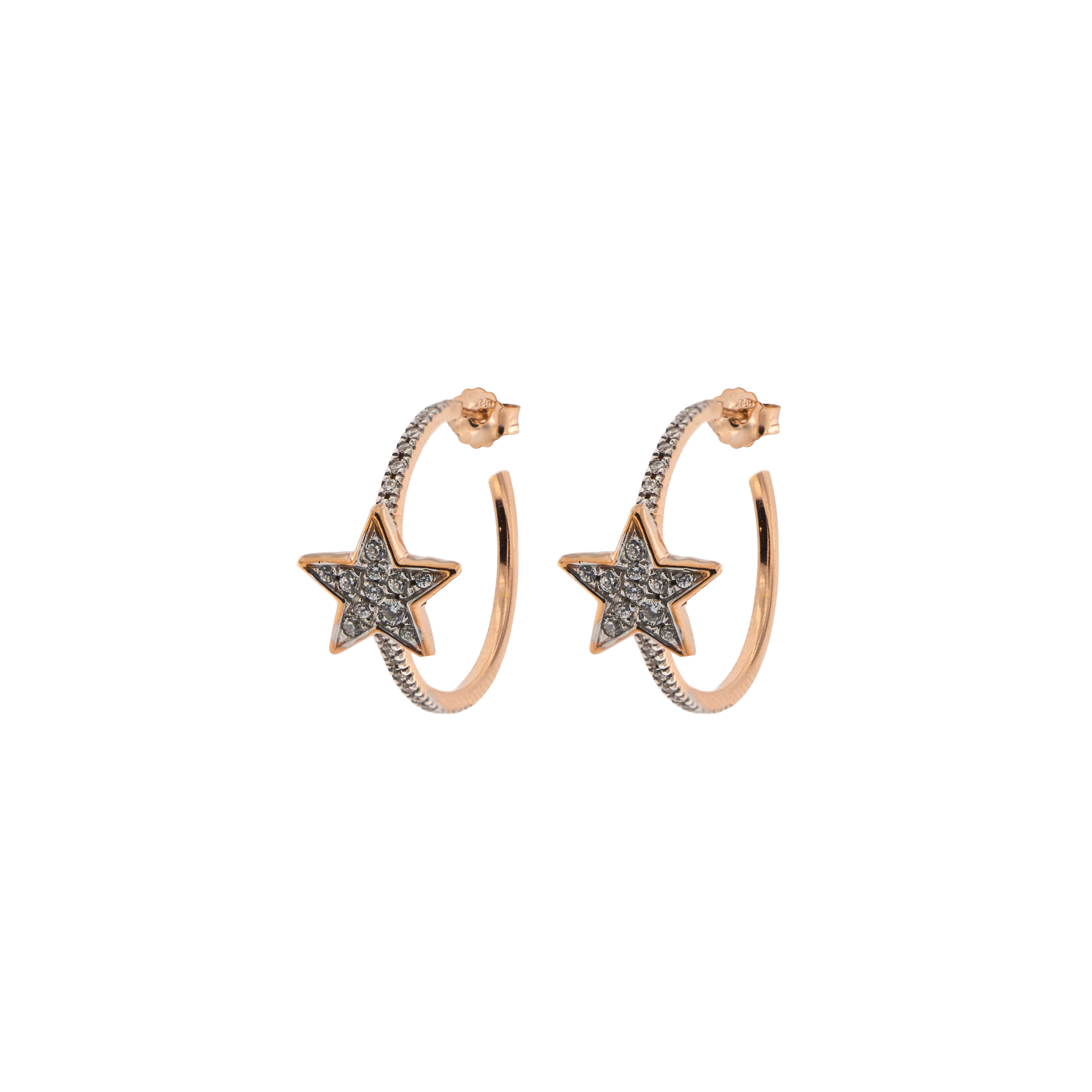 Earrings - Zircon Circle Earrings - Star - 1 | Rue des Mille