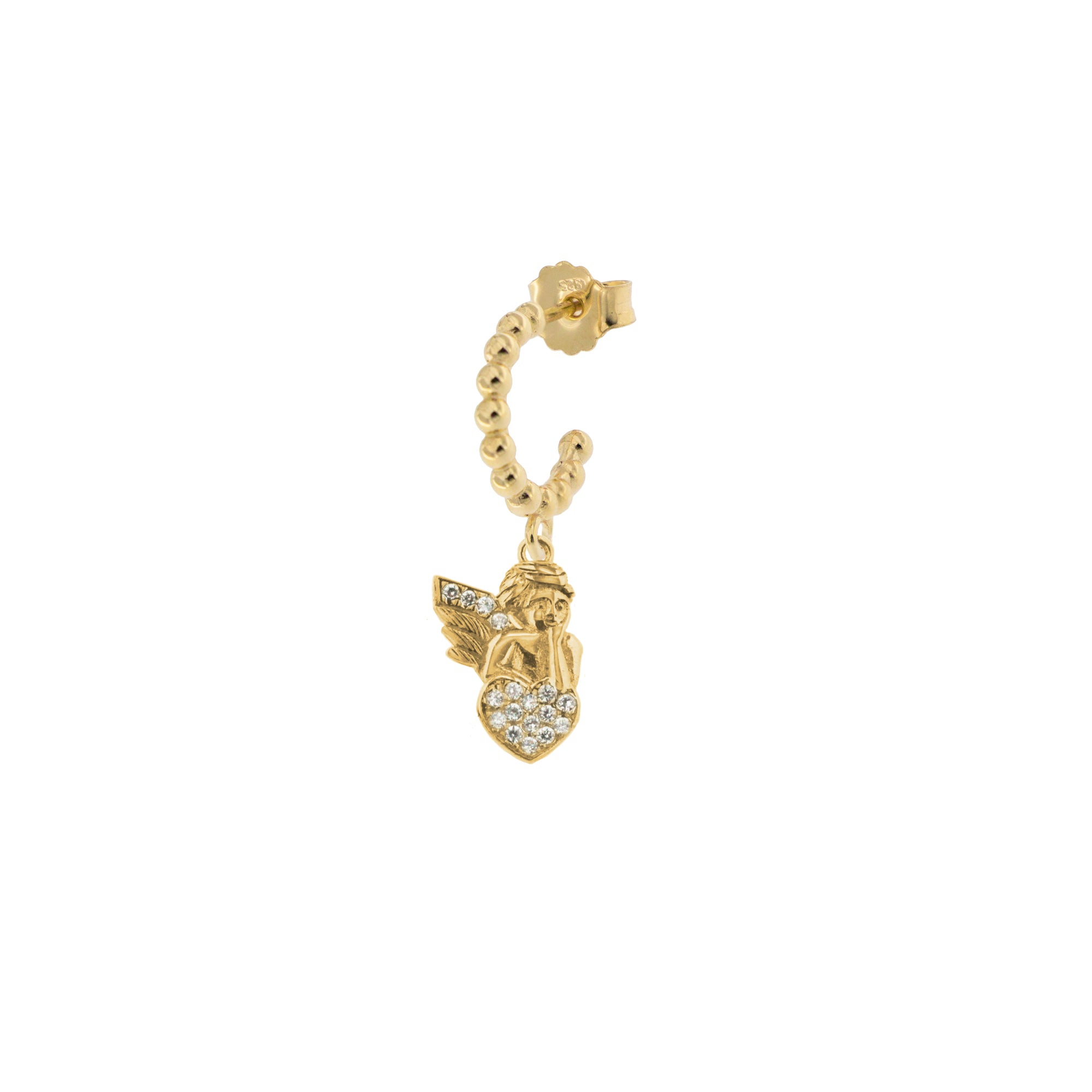 Earrings - Single Earring Hoop With Zircons - Angel - 2 | Rue des Mille