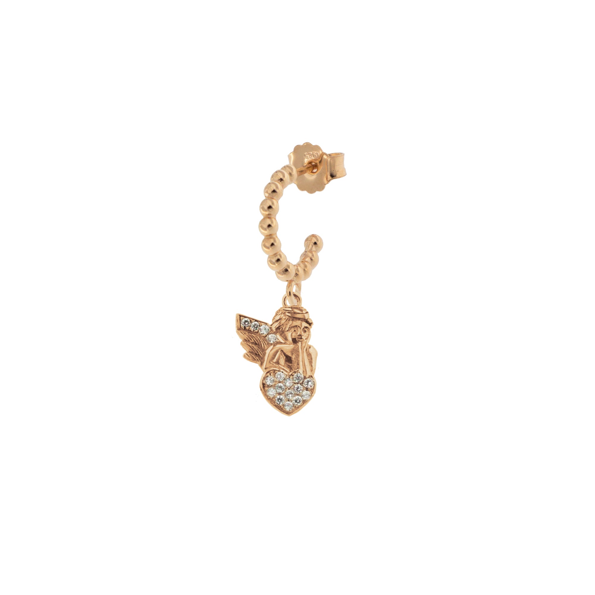 Earrings - Single Earring Hoop With Zircons - Angel - 1 | Rue des Mille