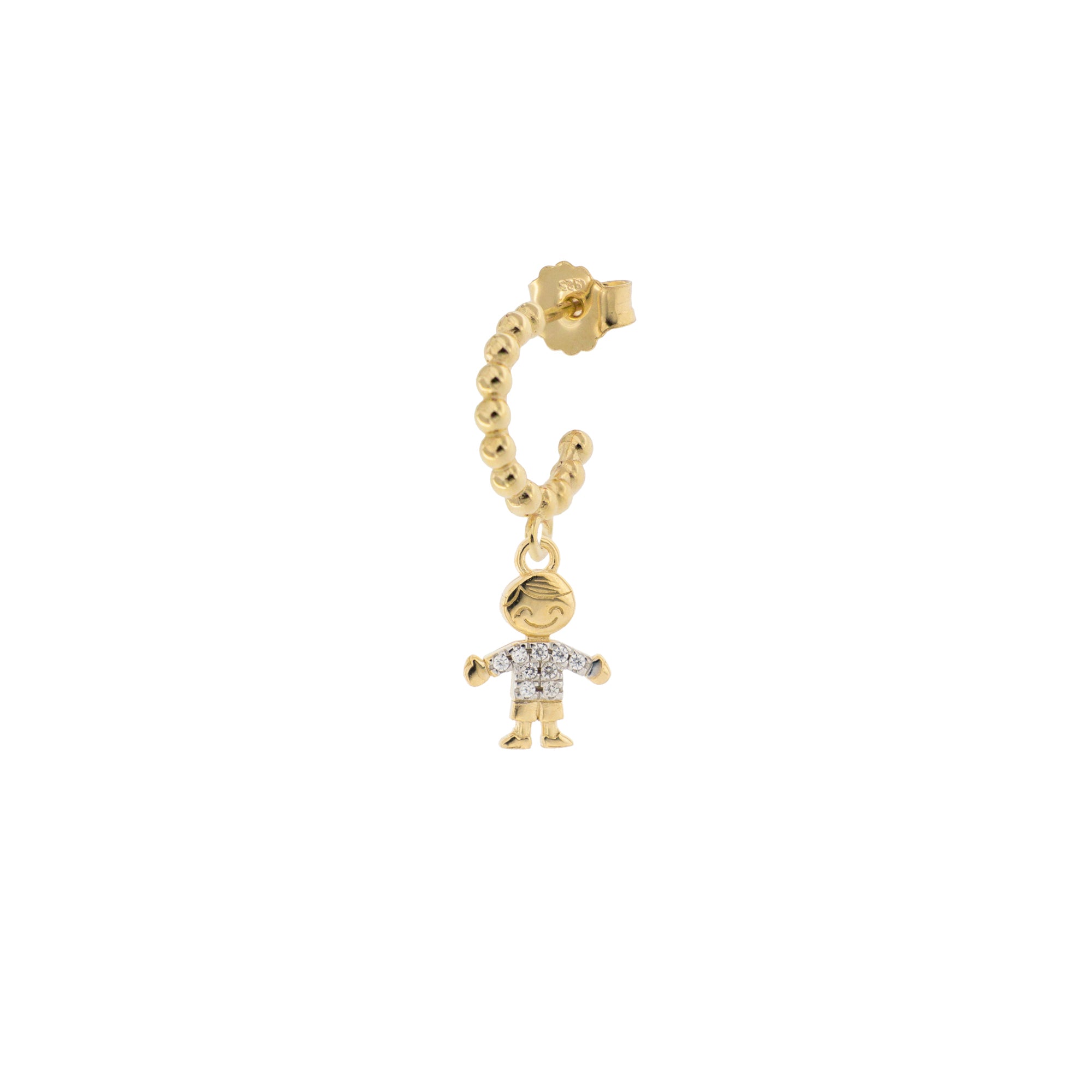 Earrings - Single Earring Hoop With Zircons - Little Boy - 2 | Rue des Mille