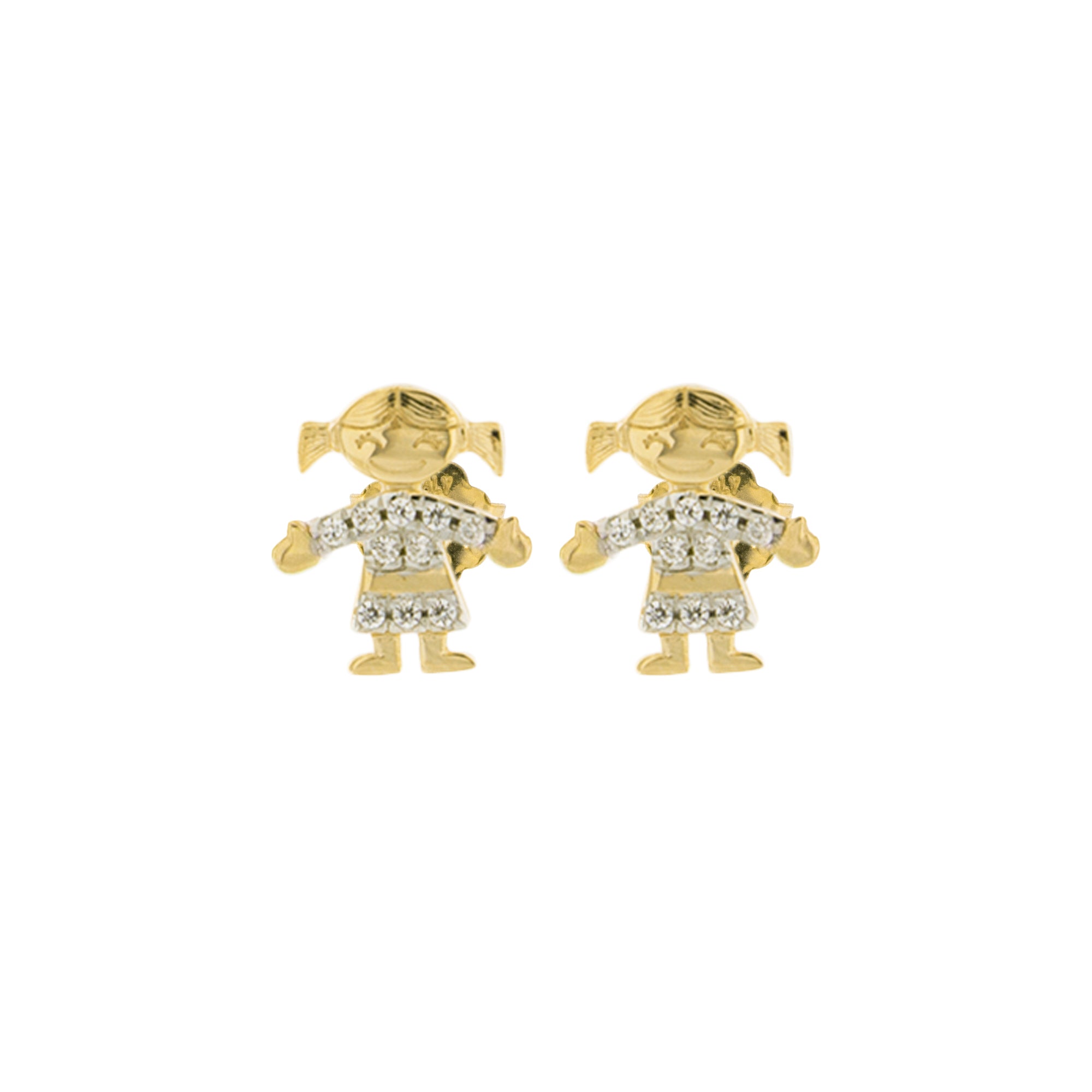 Earrings - Zirconia Earrings With Little Girl  - 2 | Rue des Mille