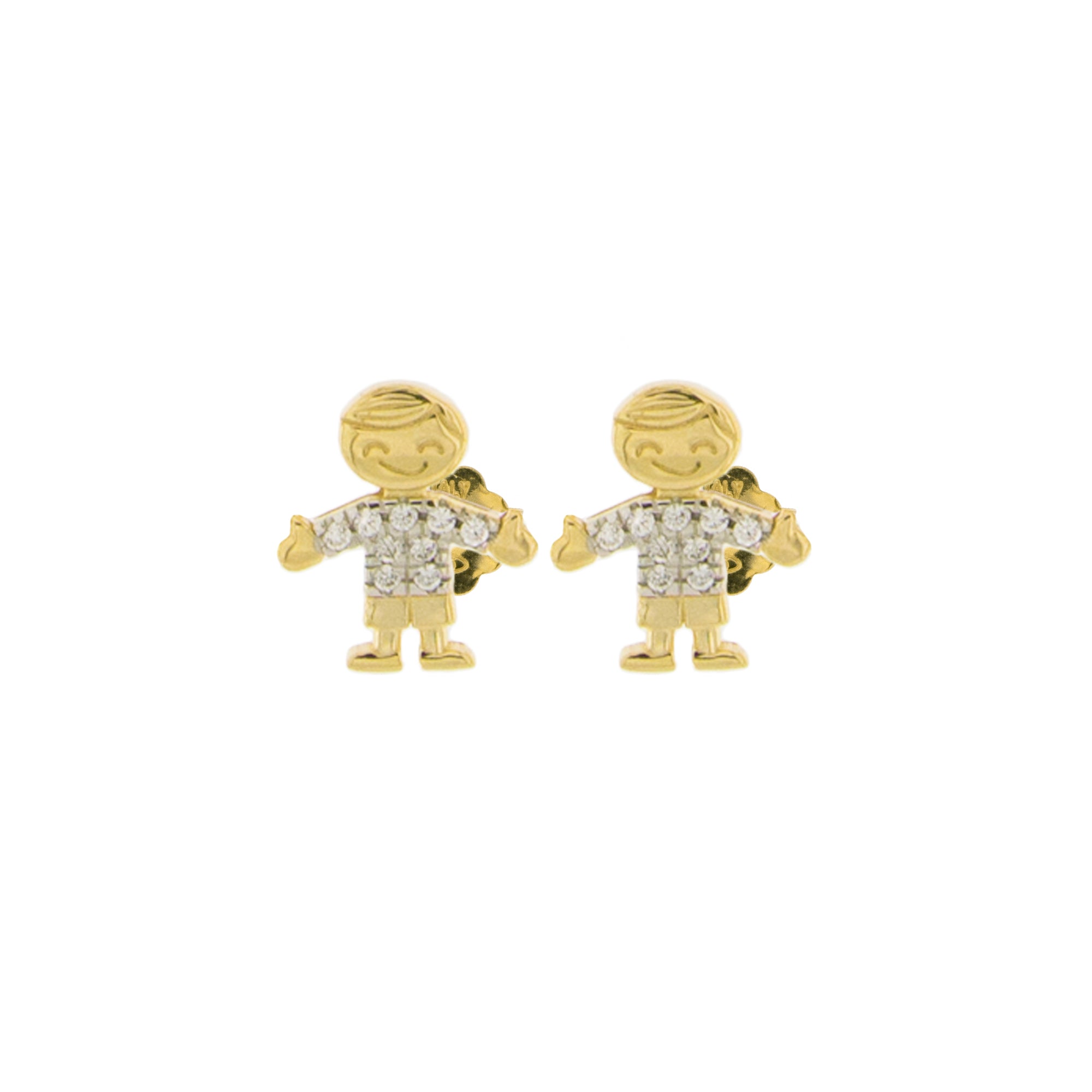 Earrings - Zirconia Earrings With Little Boy - 2 | Rue des Mille