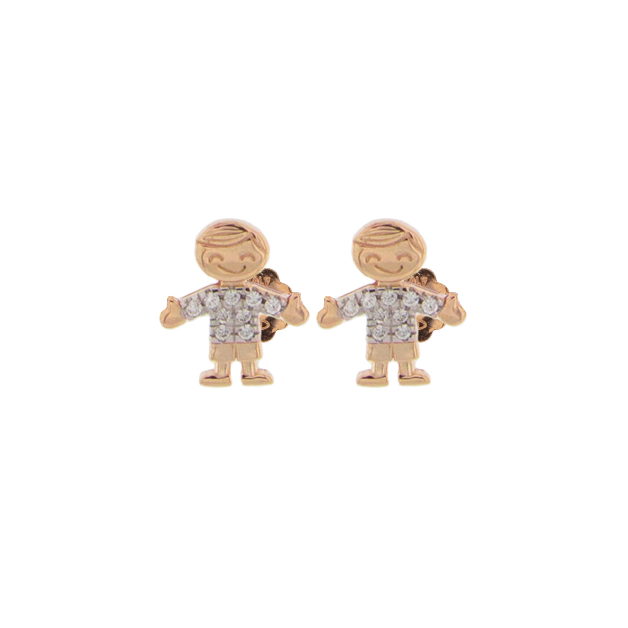 Earrings - Zirconia Earrings With Little Boy - 1 | Rue des Mille