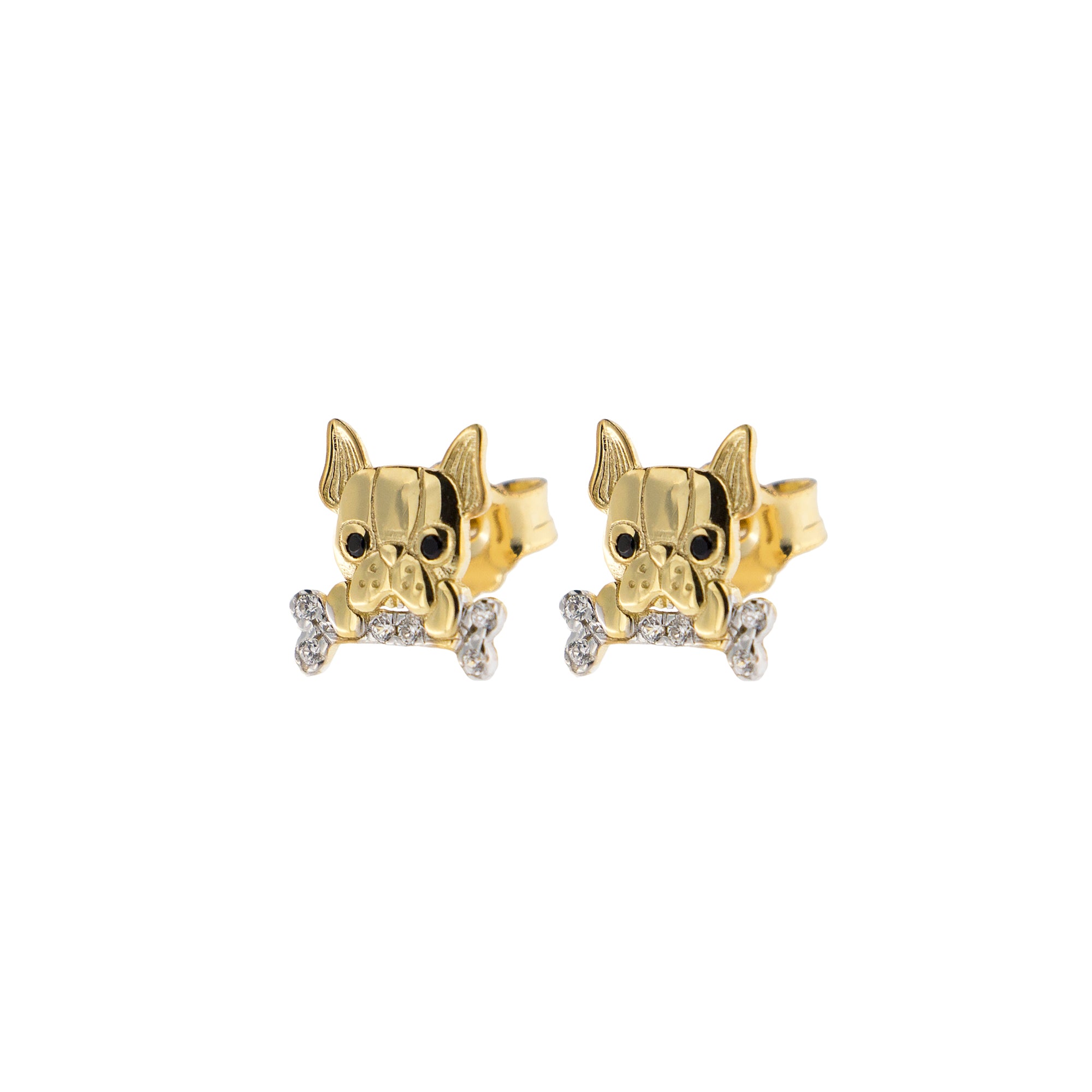 Earrings - Zirconia Earrings With Bulldog - 2 | Rue des Mille