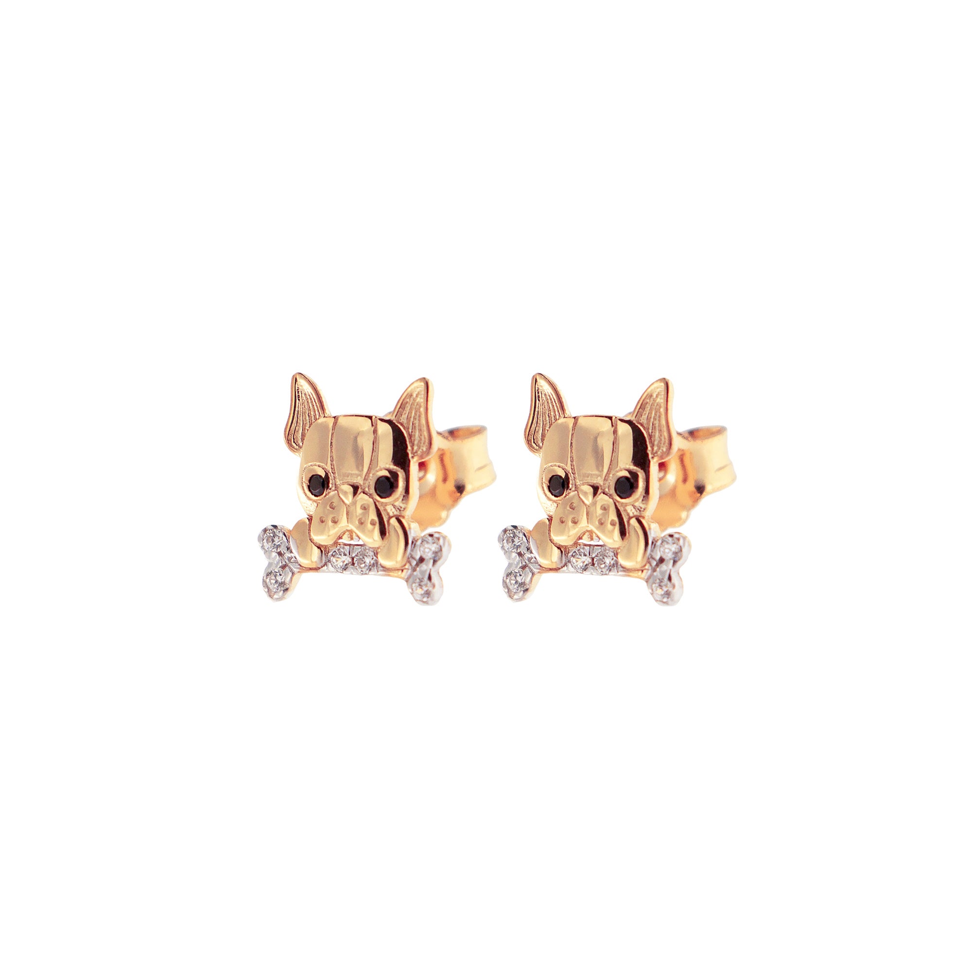 Earrings - Zirconia Earrings With Bulldog - 1 | Rue des Mille