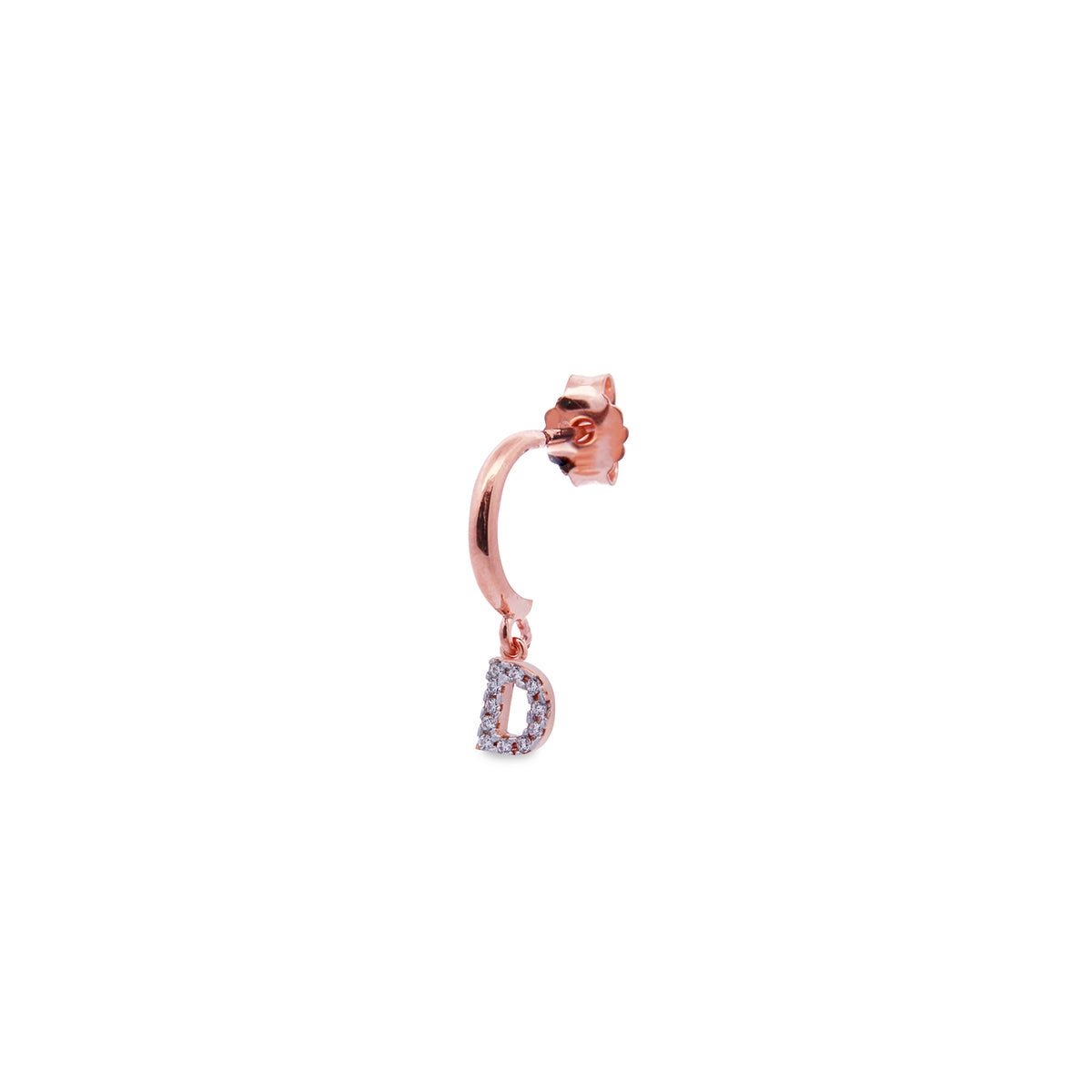 Earrings - White zircon letter single hoop earring - 8 | Rue des Mille