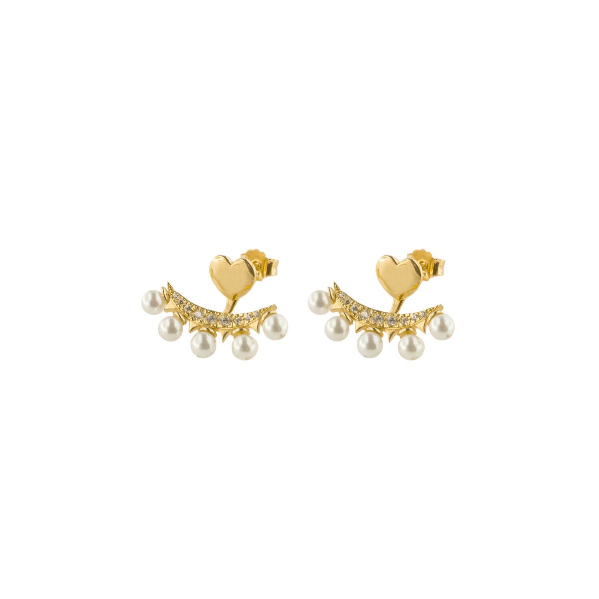 Earrings - Pair of lobe earrings hearts and peals - STARBALL - 1 | Rue des Mille