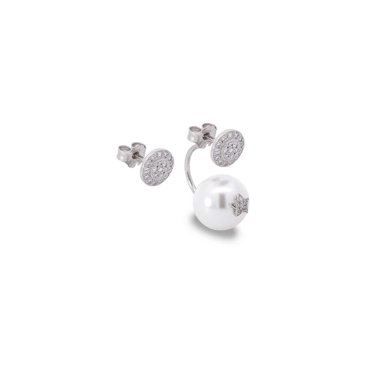 PEARL AND BUTTON ASYMMETRIC EARRINGS - GALACTICA ICE