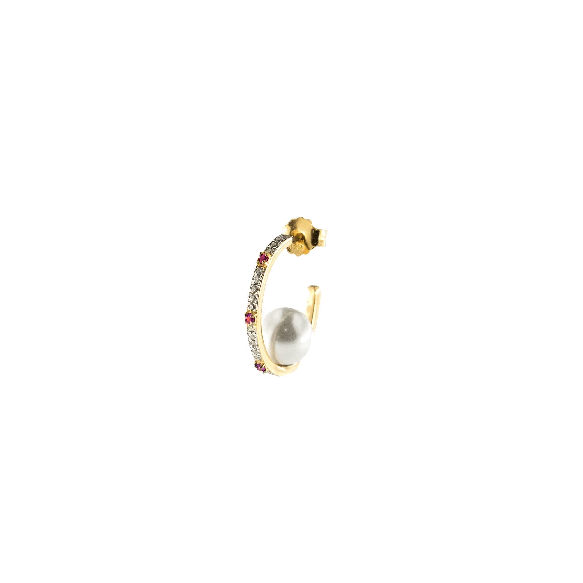 Earrings - SINGLE-EARRING PEARL INSIDE - GALACTICA - 1 | Rue des Mille