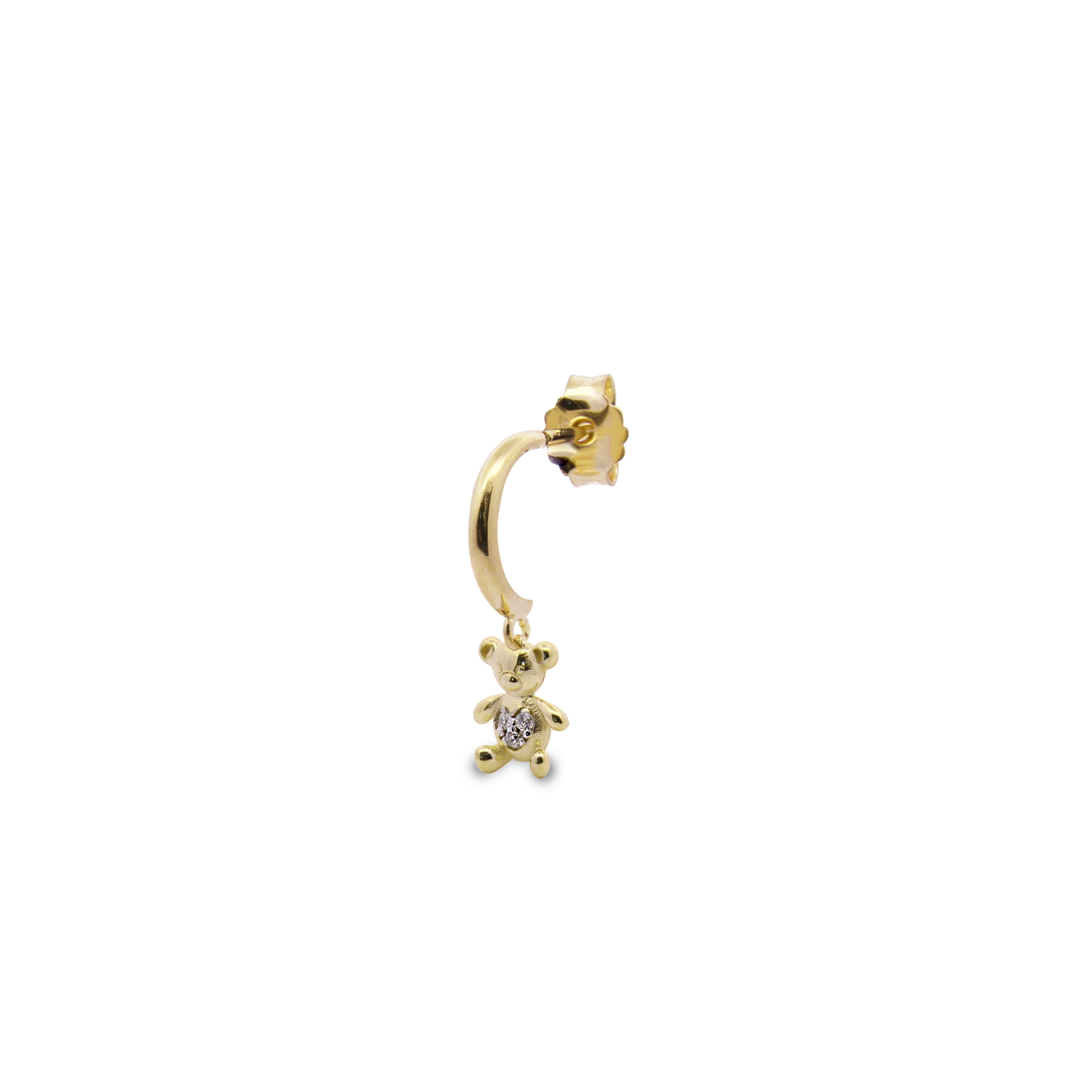 Earrings - Teddy bear single mini hoop earring - Teddy Fancy - 2 | Rue des Mille